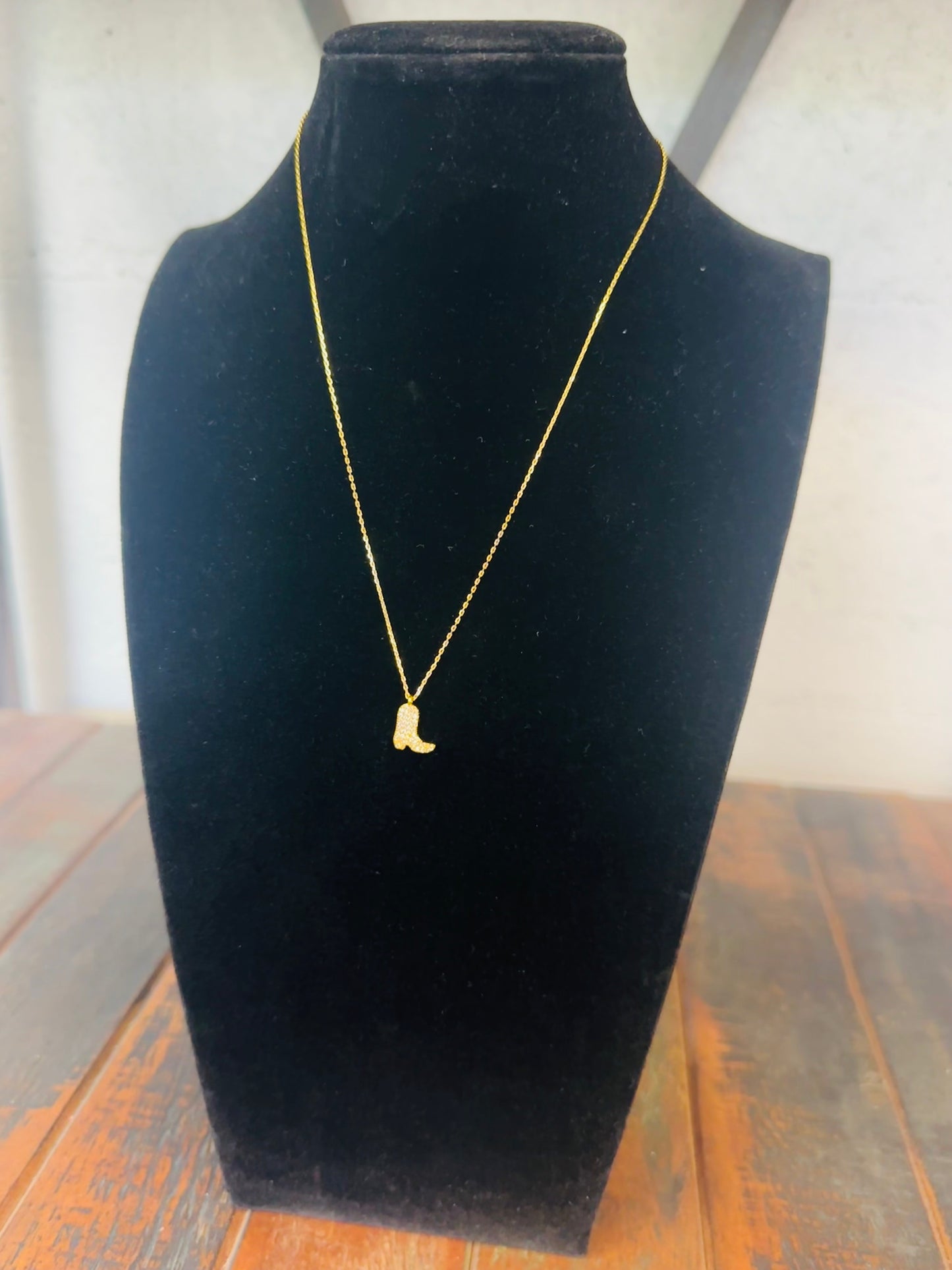 Sparkle Glam Cowboy Boot Necklace