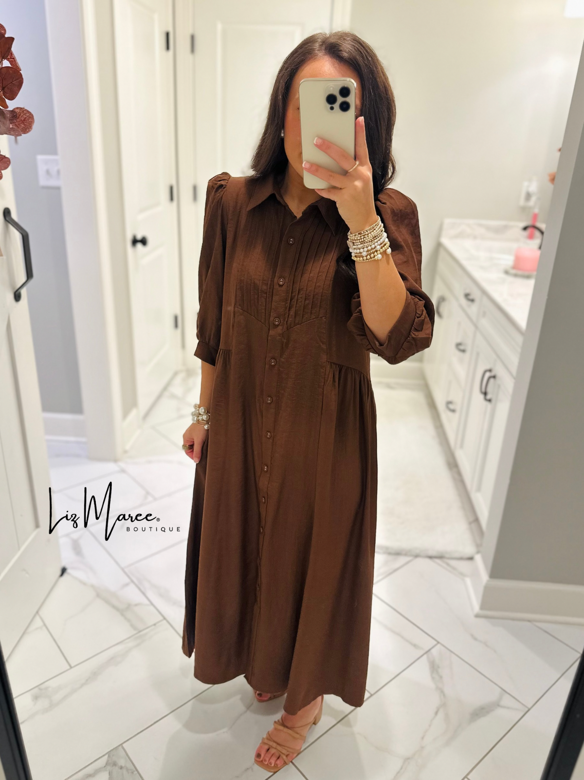The Rowan Brown Midi Dress