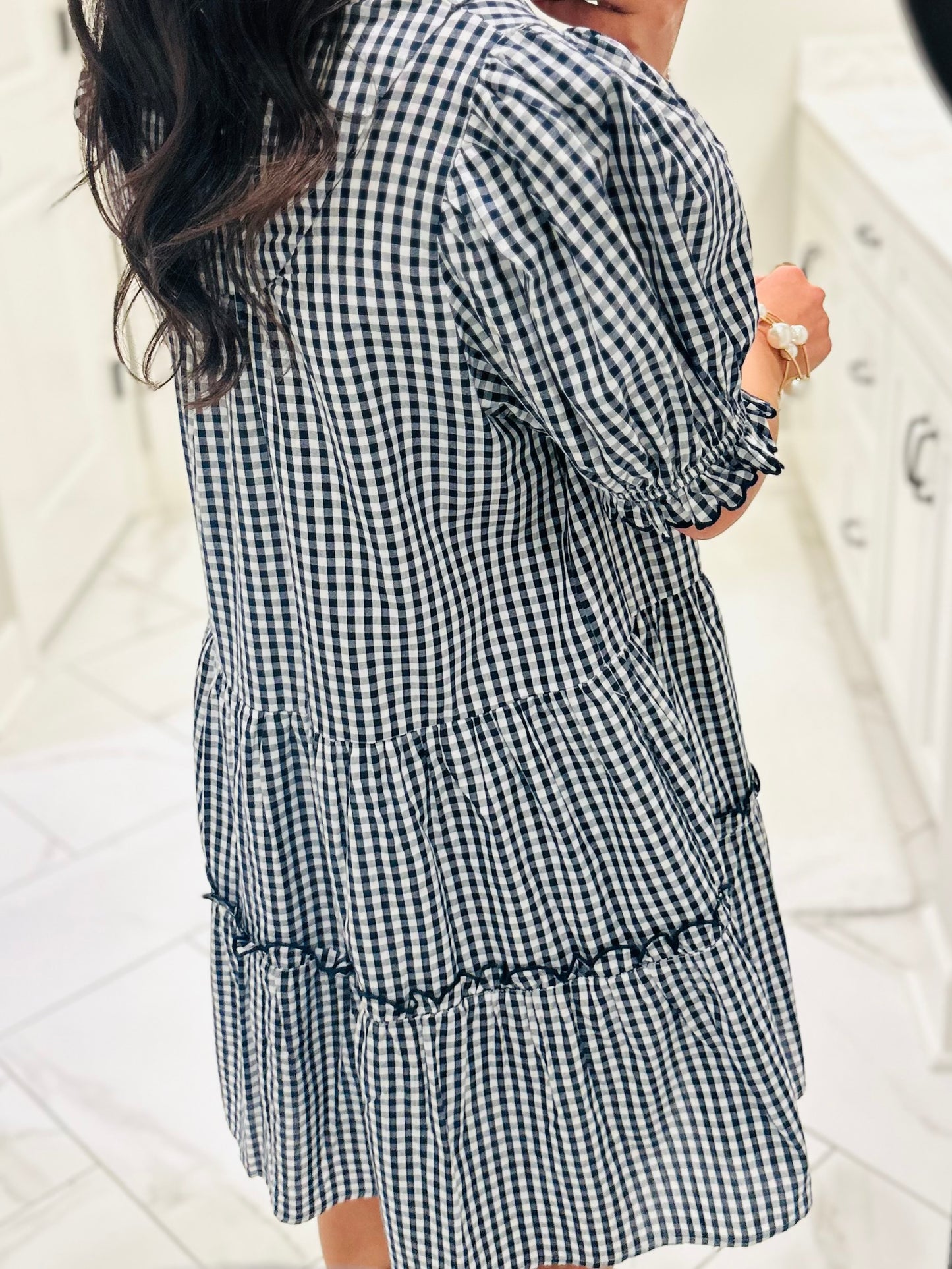 The Dixie Navy Gingham Dress