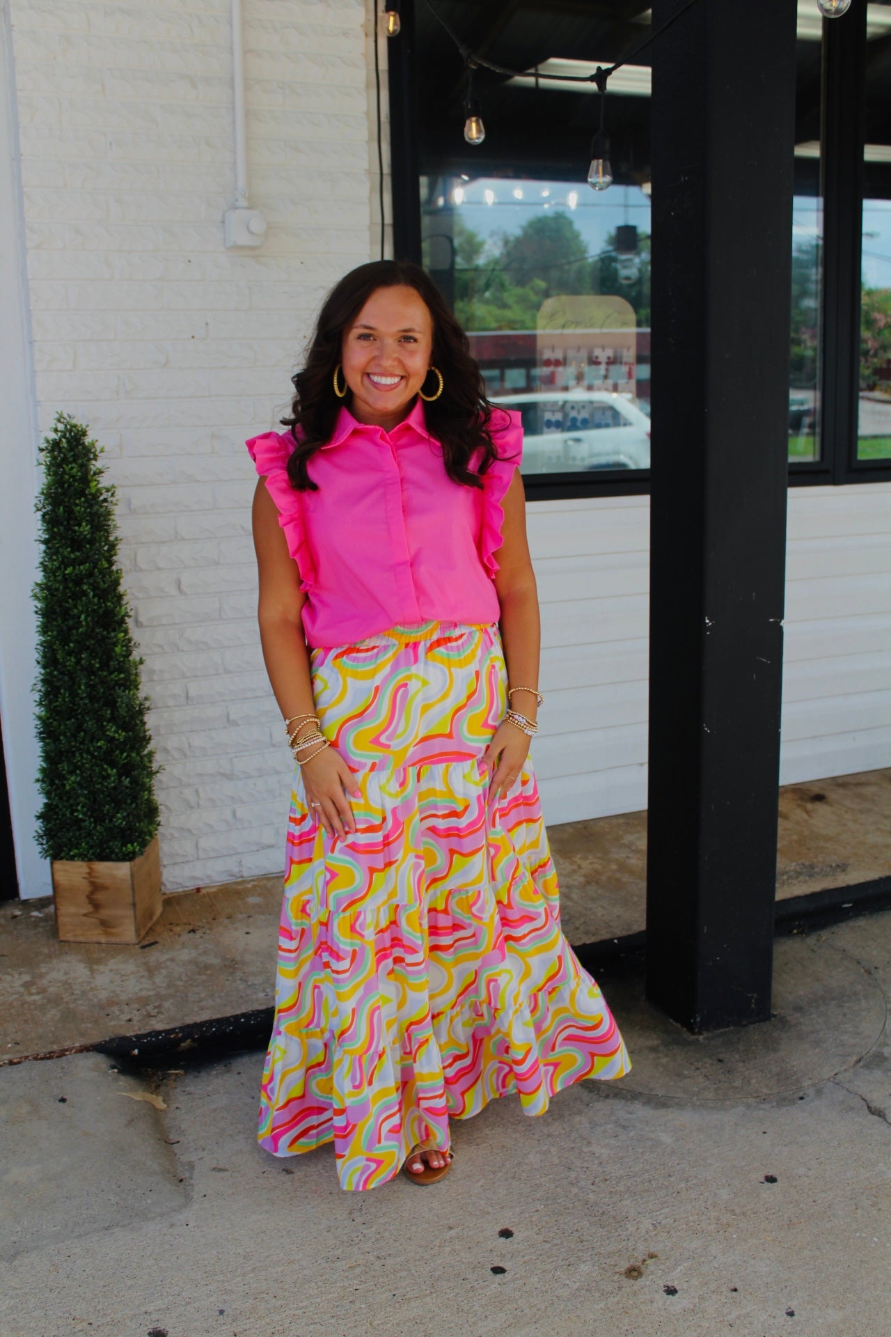 The Tatum Pink Ruffle Sleeve Top