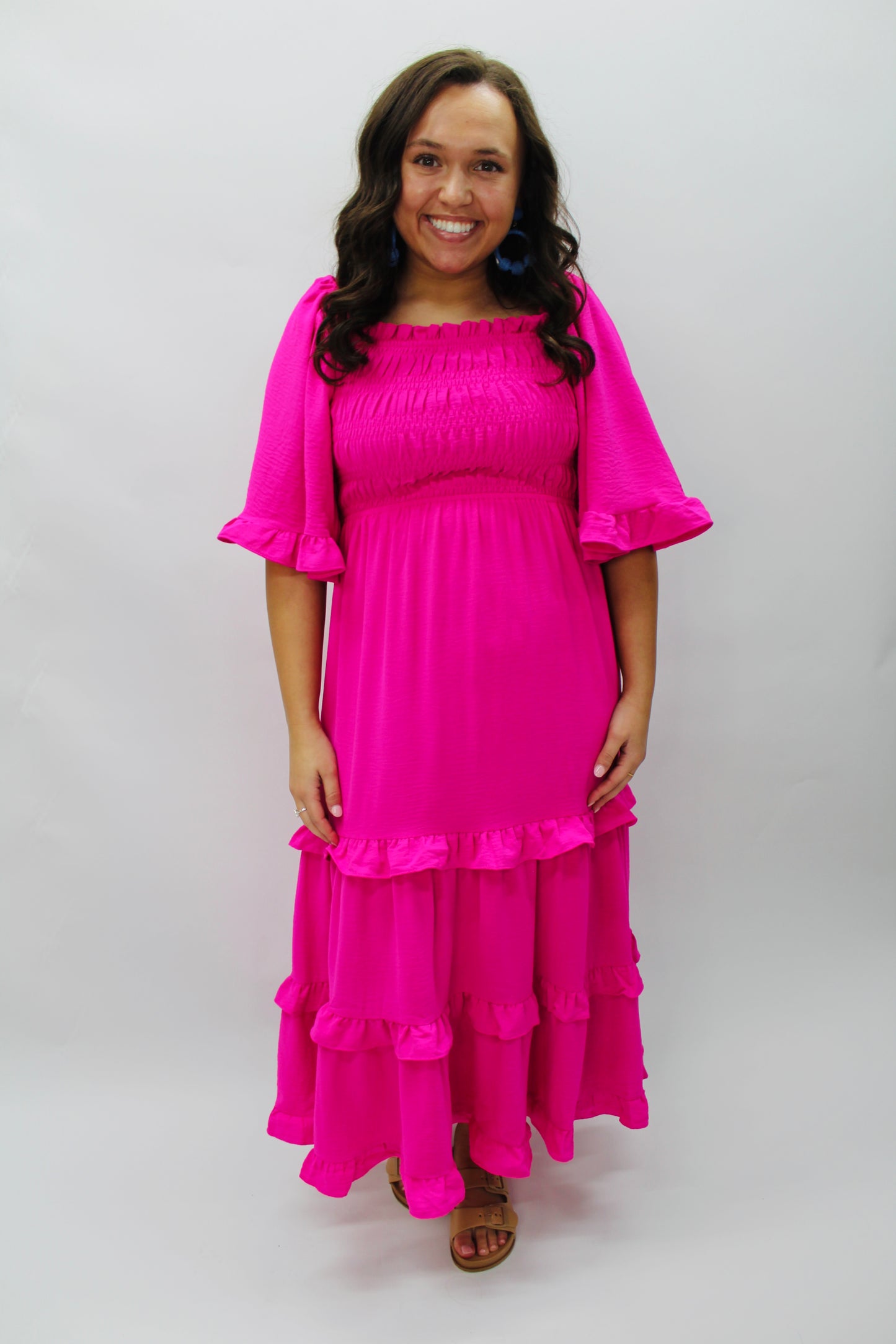 The Reagan Hot Pink Midi Dress