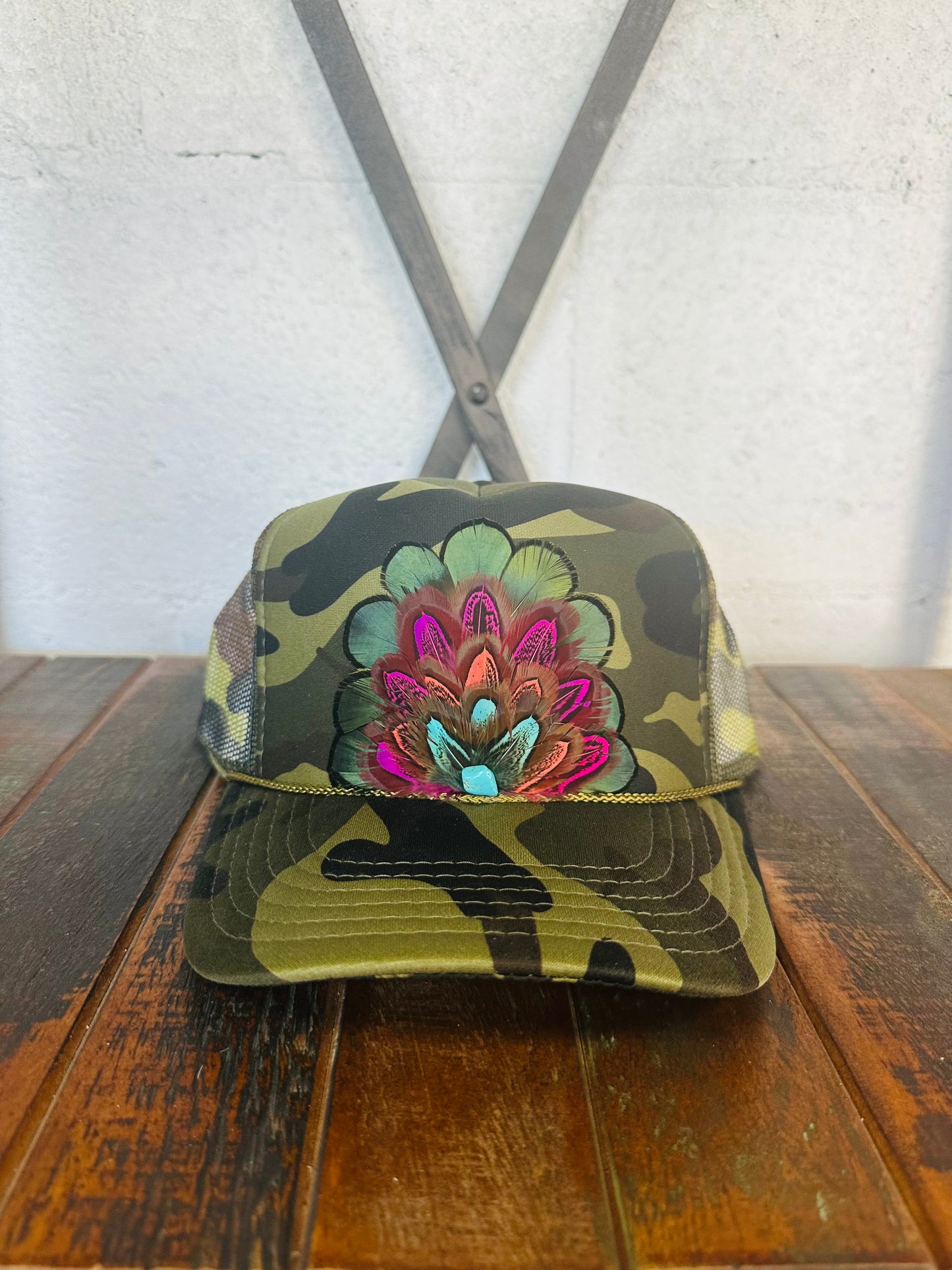 Camo Feather Trucker Hat