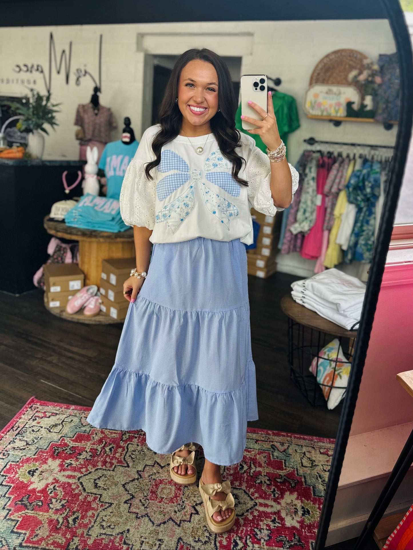 The Baby Blue Gingham Maxi Skirt