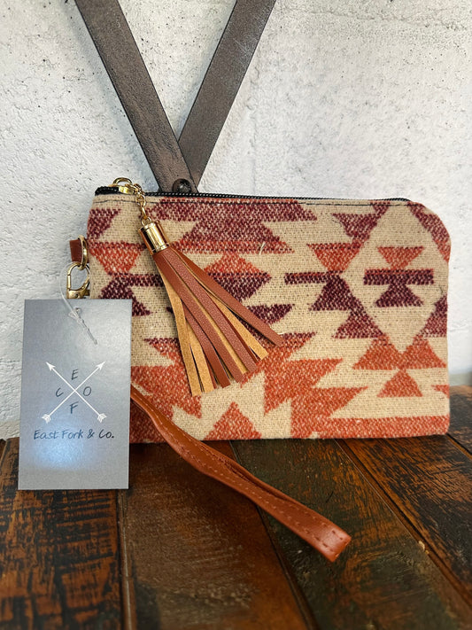 Red Aztec Wristlet Wallet Clutch