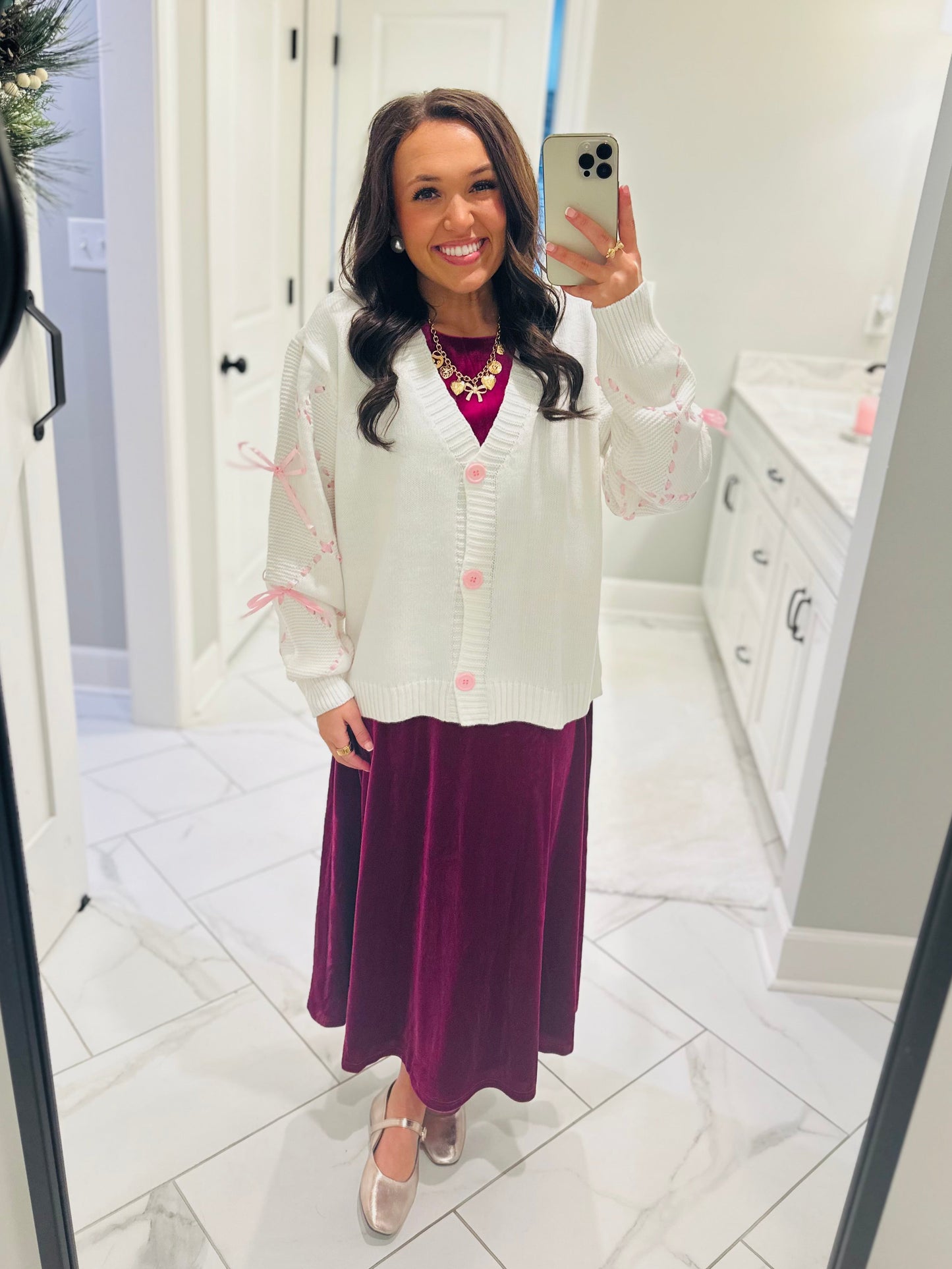 The Alisa Satin Ribbon Sleeve Cardigan