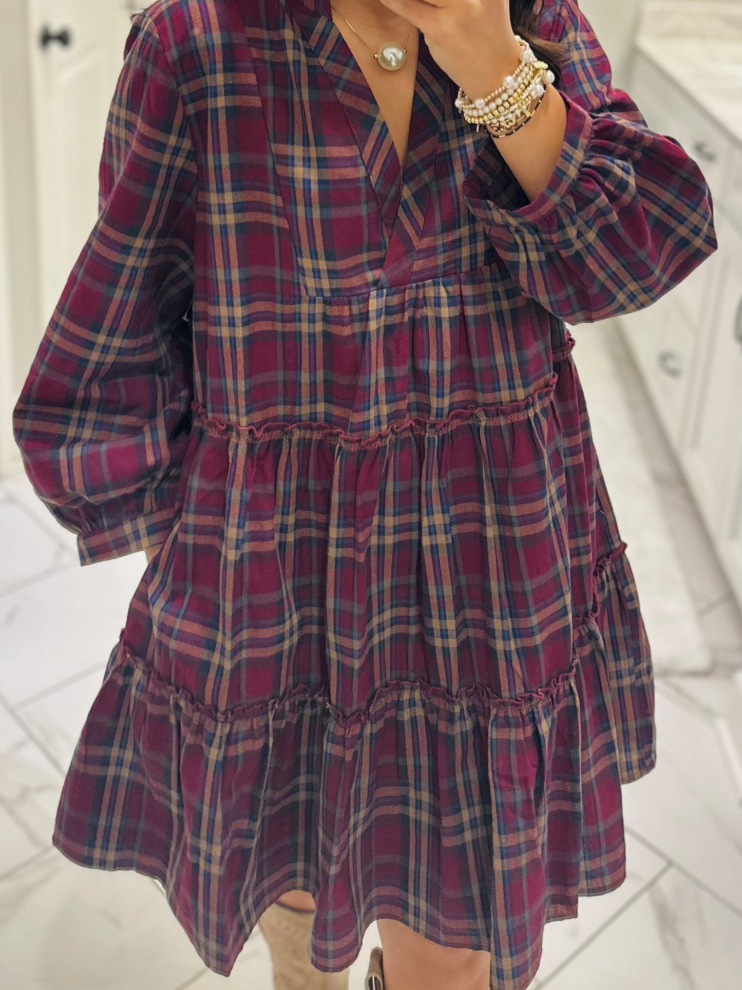 The Eden Plum Purple Plaid Dress