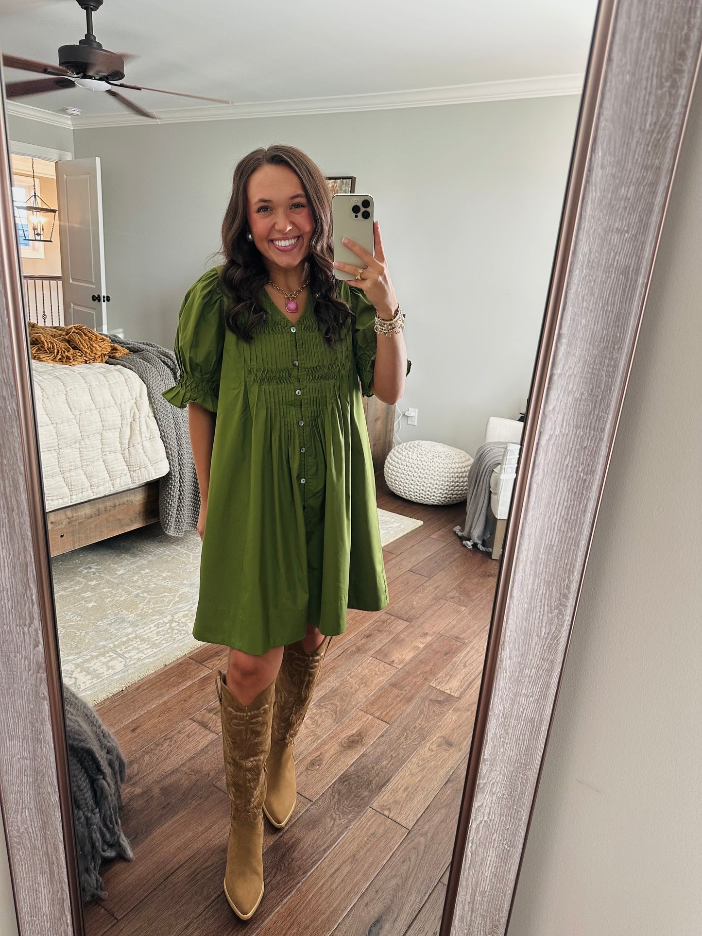The Willow Olive Green Dress
