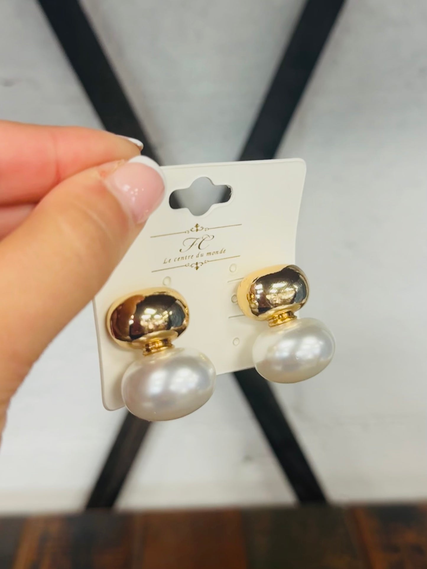 Gold Stud + Pearl Drop Earring