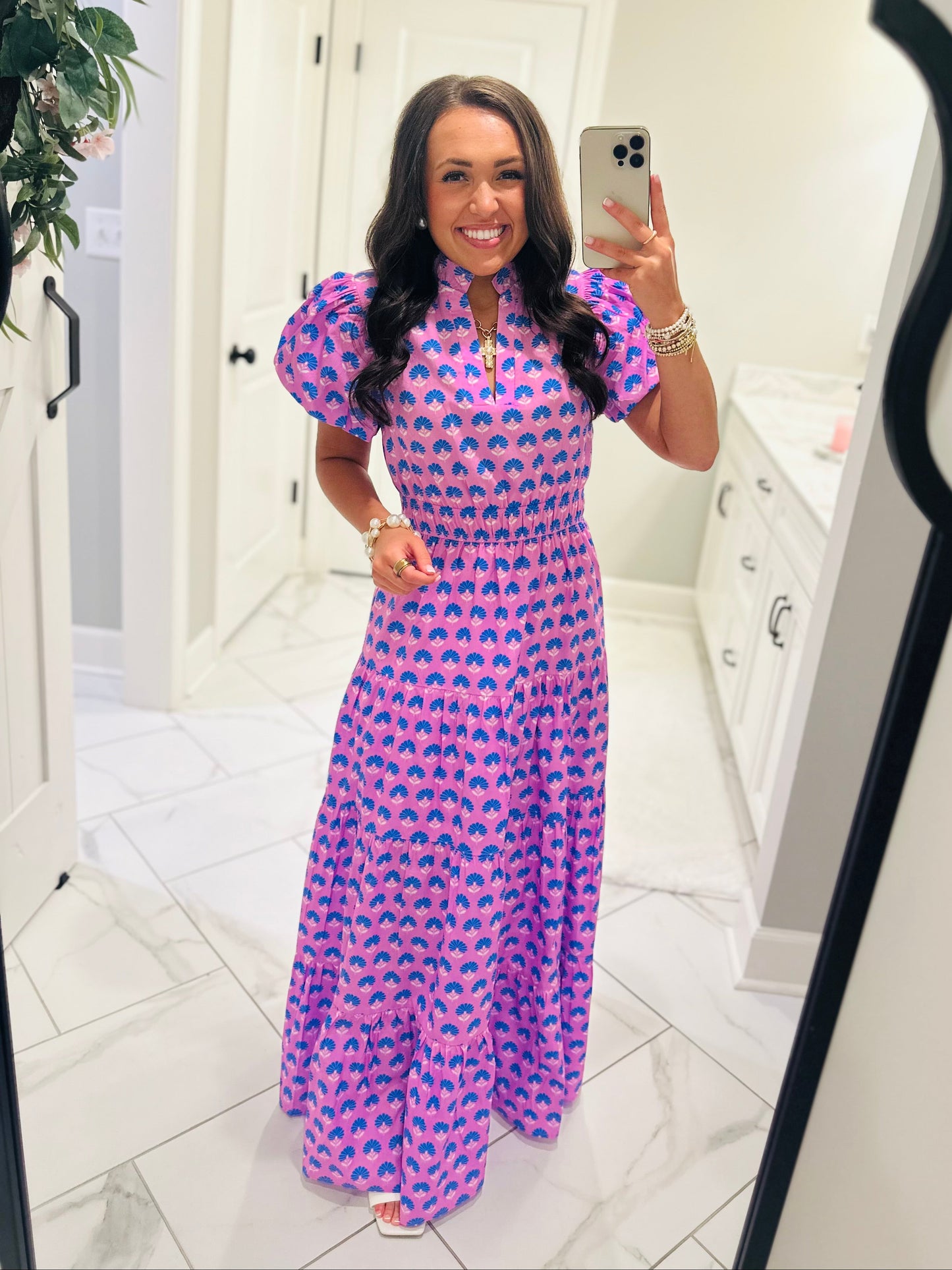 The Maya Lavender Floral Midi Dress