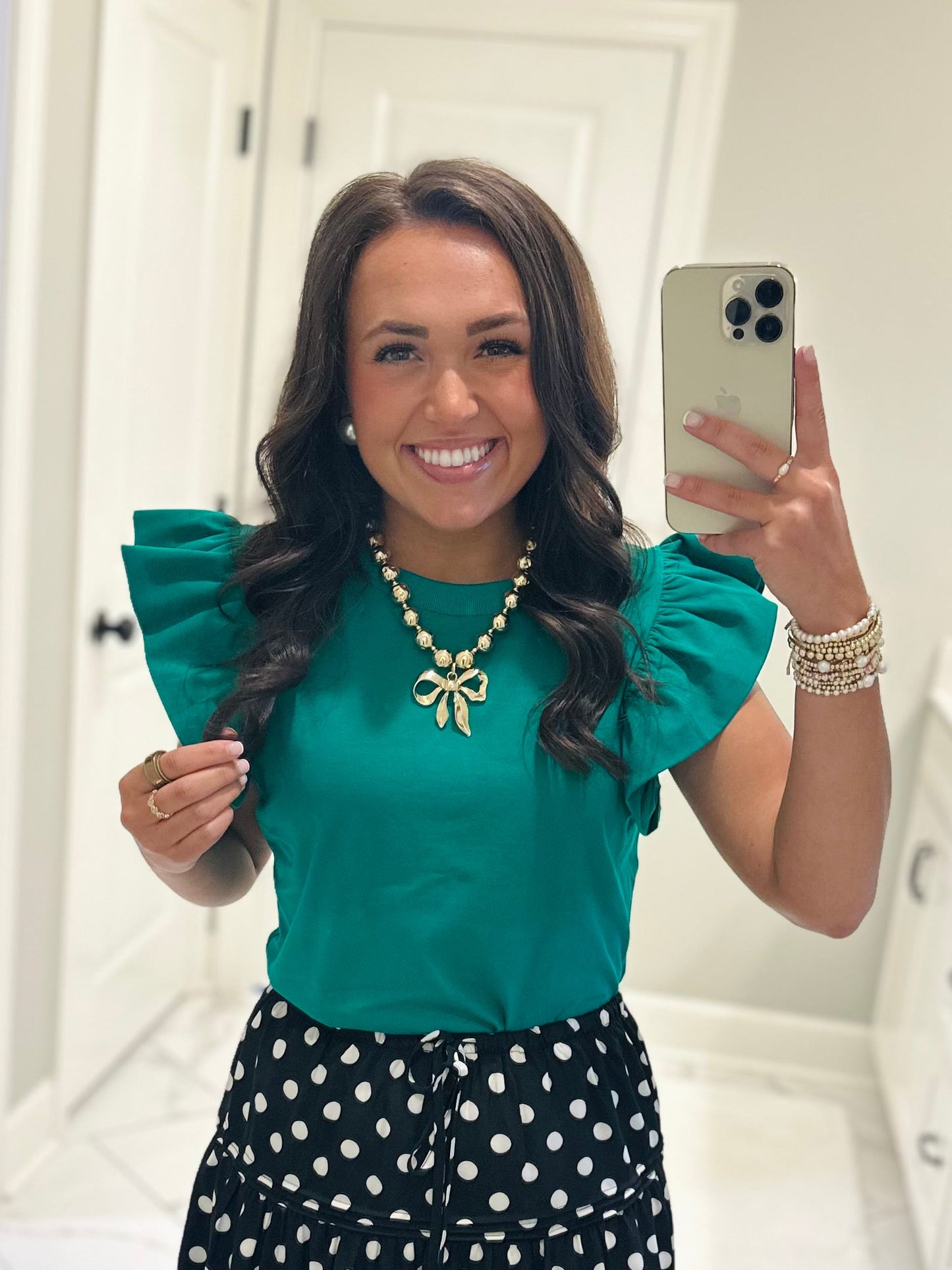 The Tillie Kelly Green Ruffled Sleeve Top