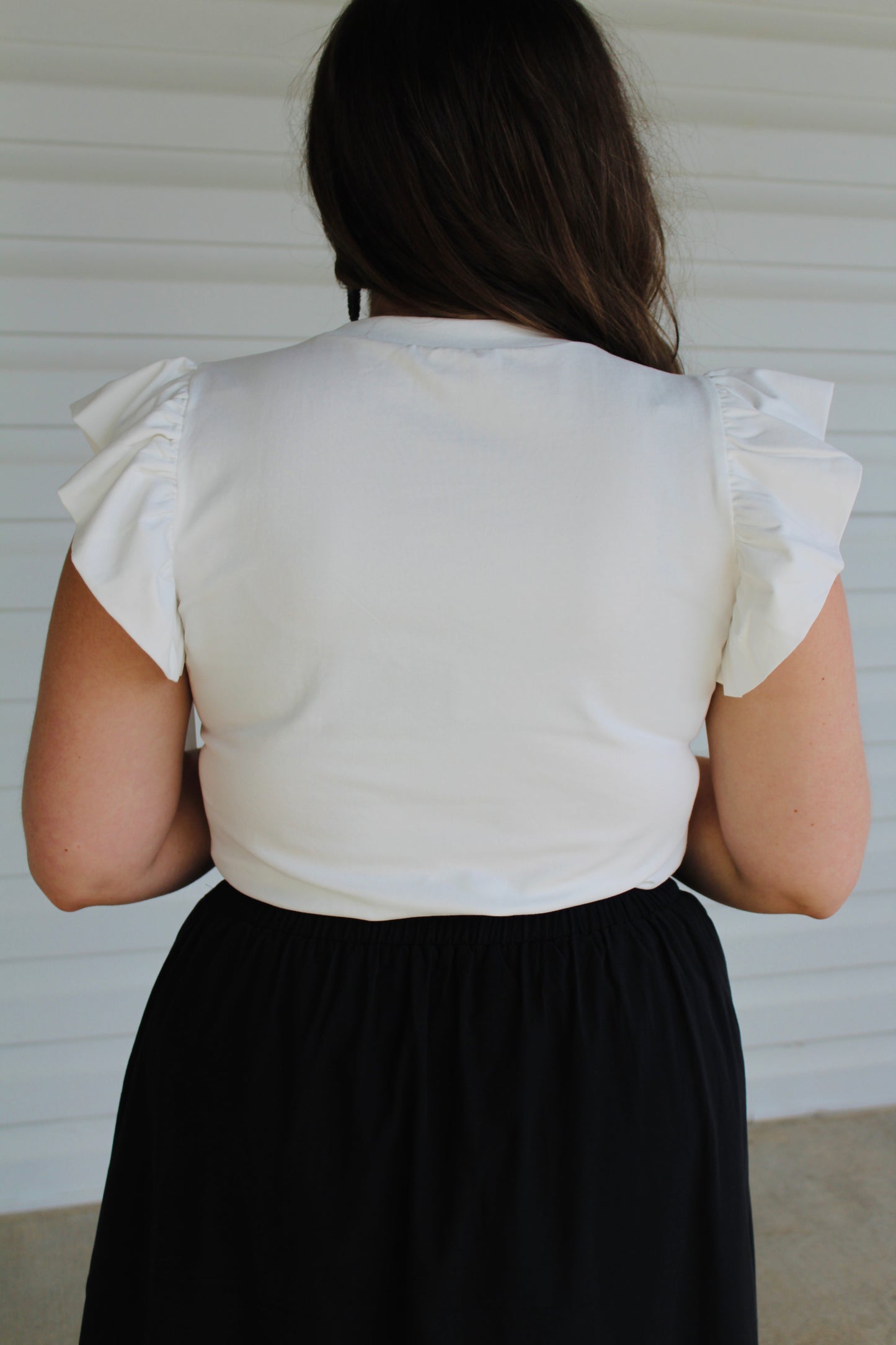 The Tillie White Ruffled Sleeve Top