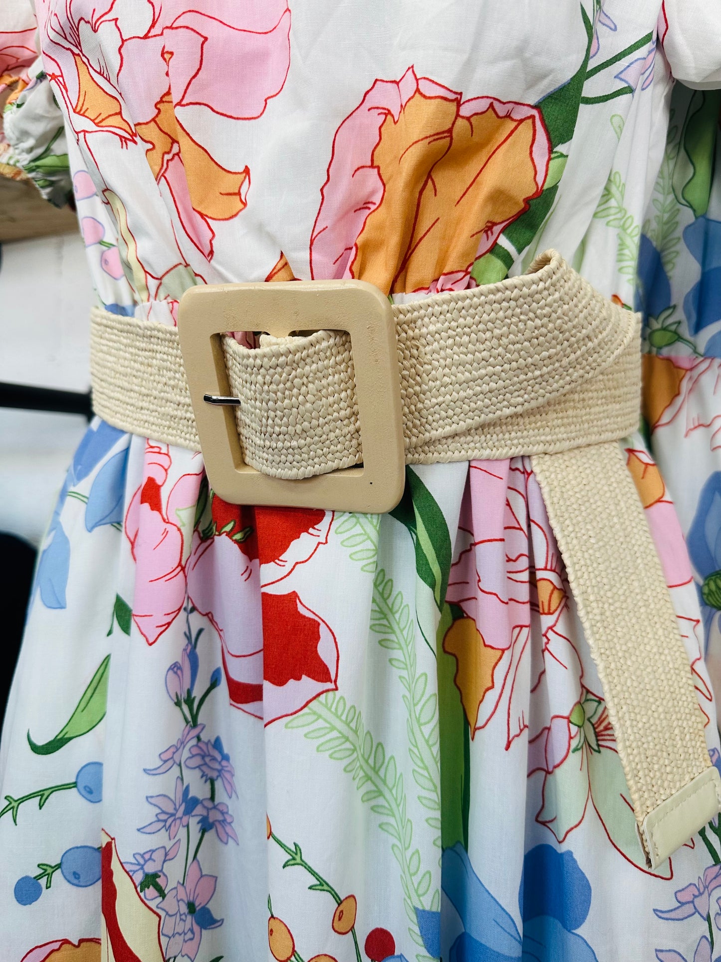 Woven Raffia Square Belt