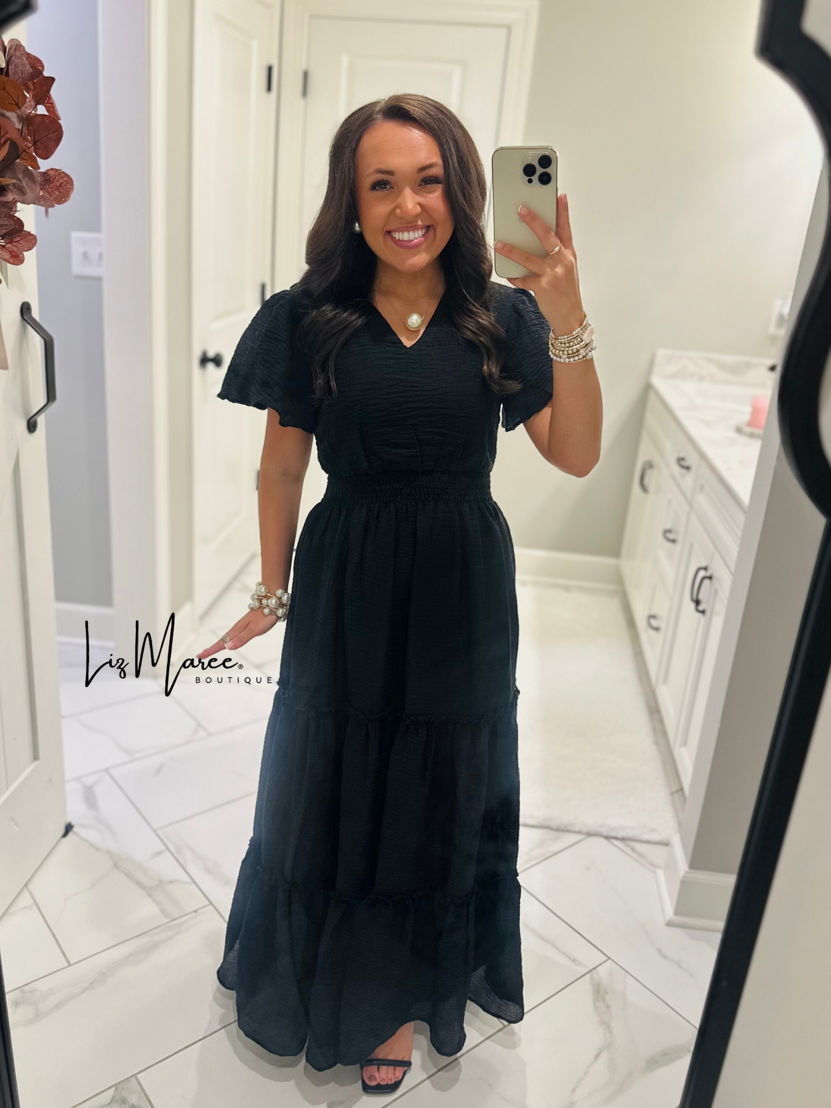 The Taylor Black Tiered Maxi Dress