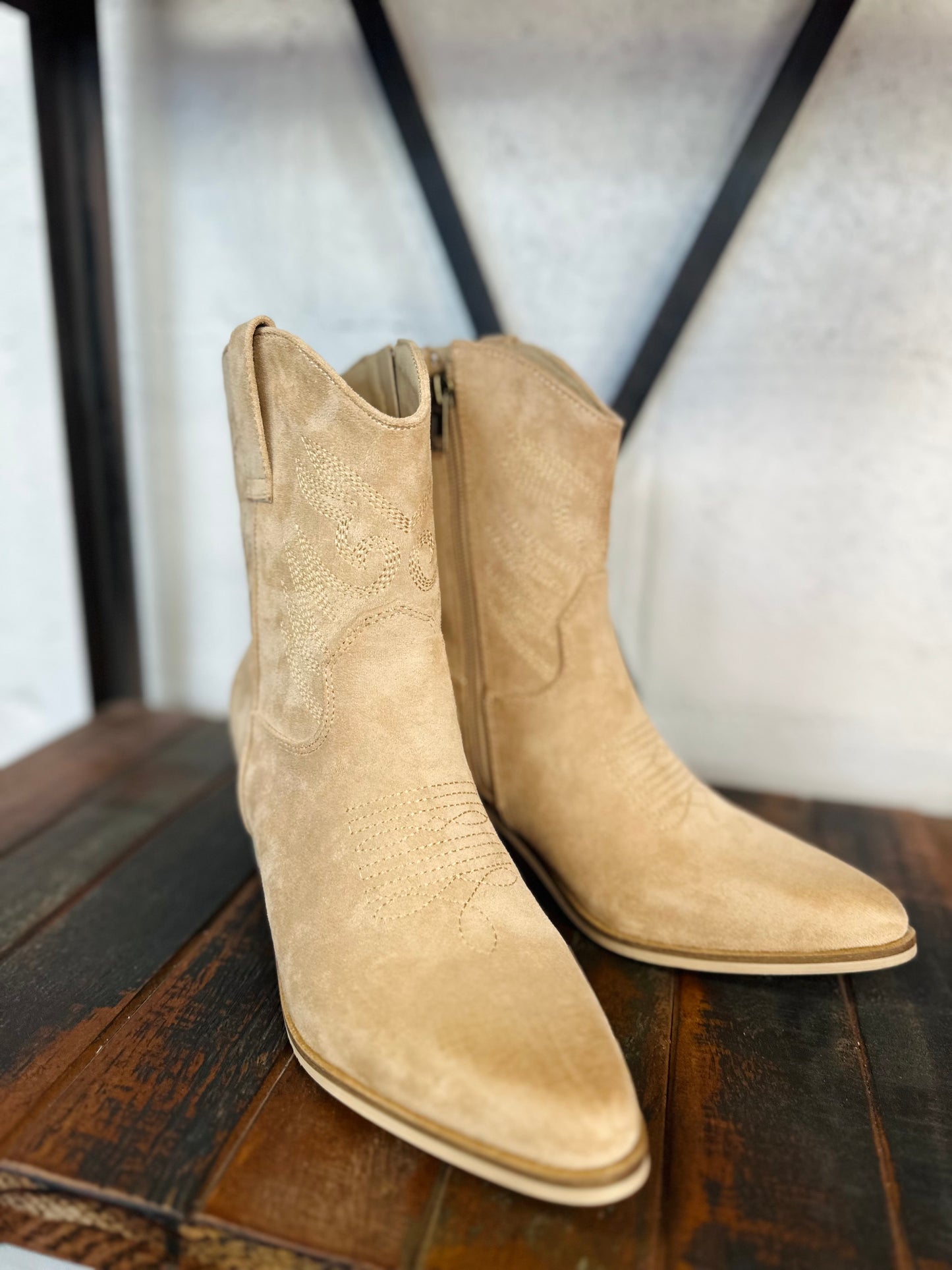 The Casey Apricot Western Bootie