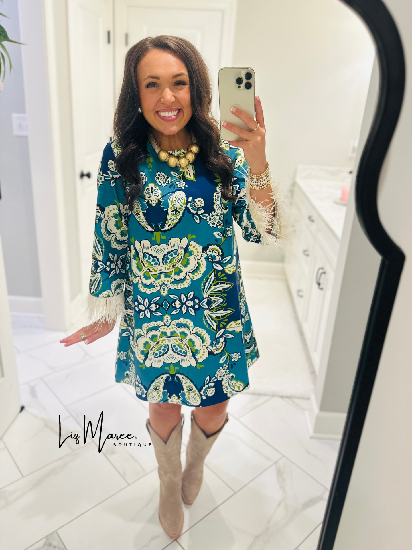 The Avery Blue Floral + Paisley Dress