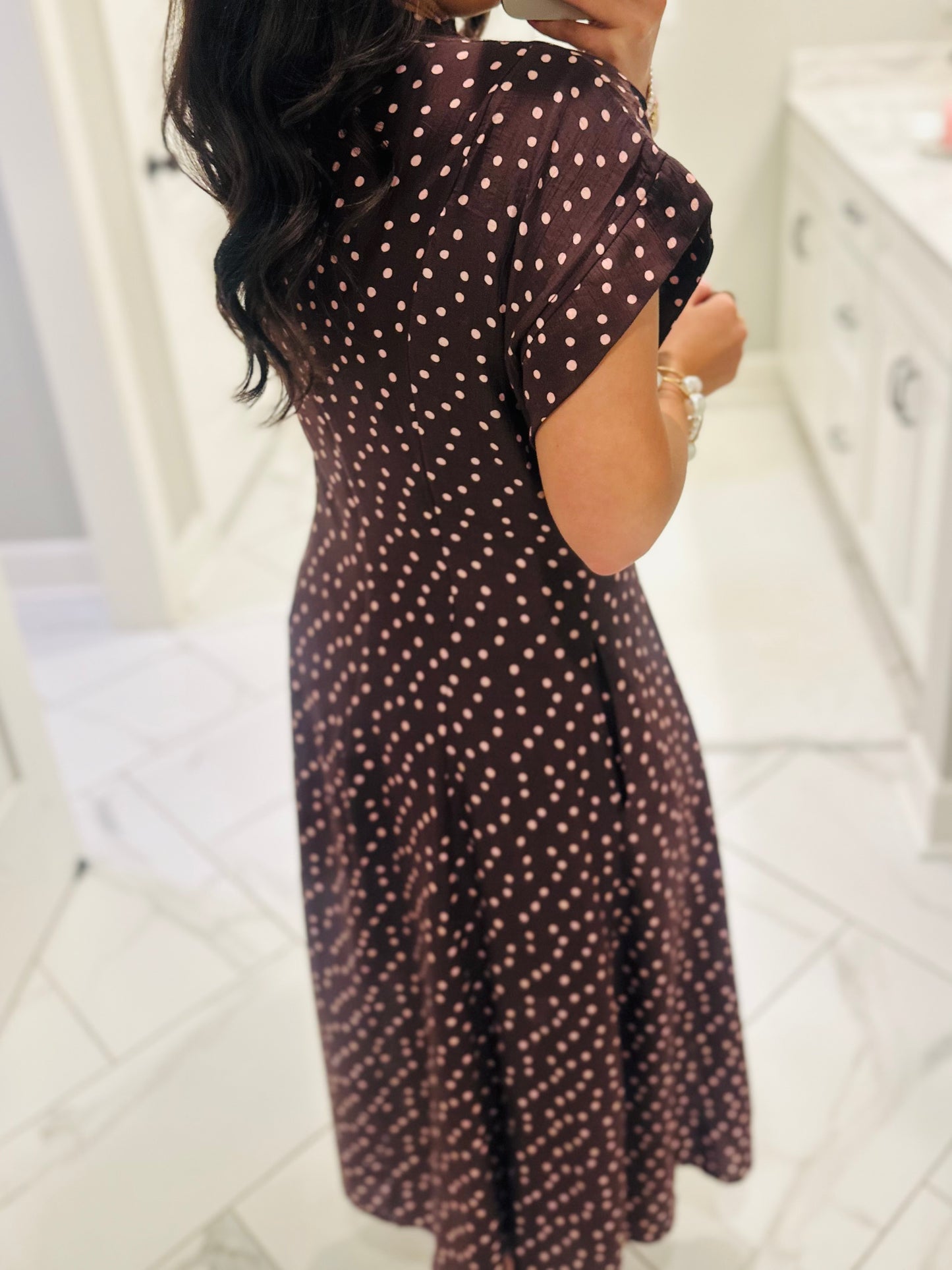 The Margo Burgundy Polka Dot Midi Dress