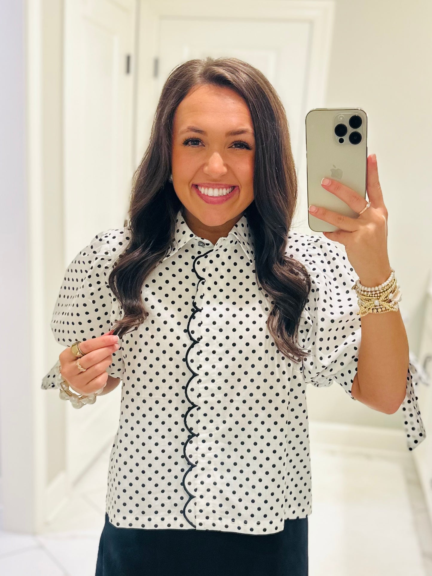 The Tess Black + White Polka Dot Top