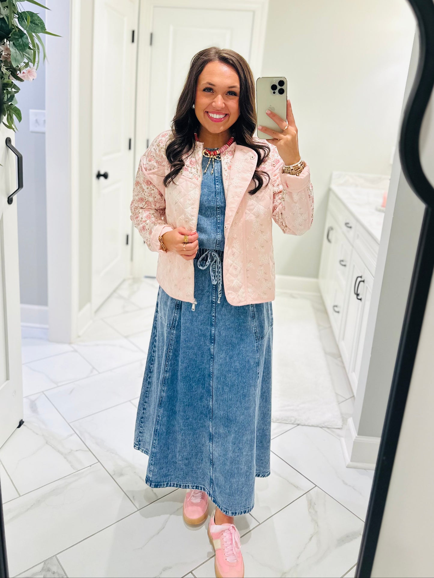 The Amelia Pink Floral Quilted Jacket