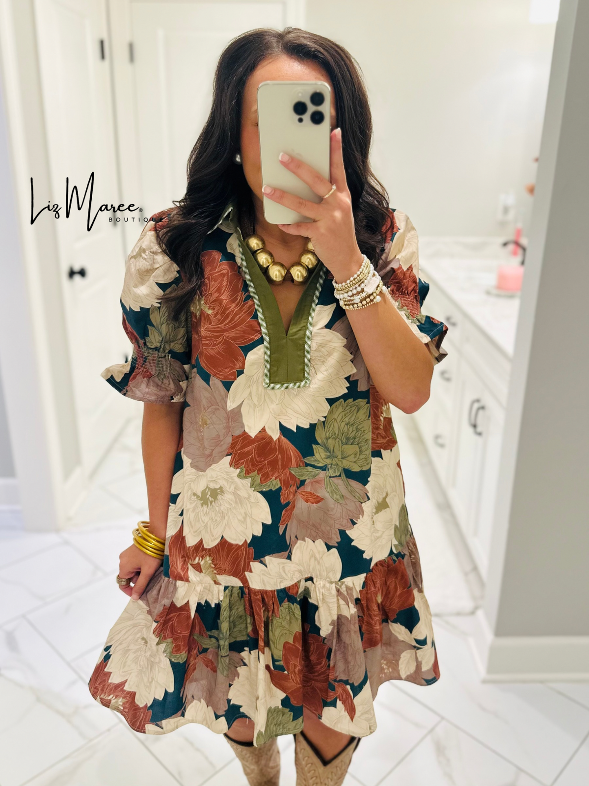 The Willow Teal Green Floral Dress