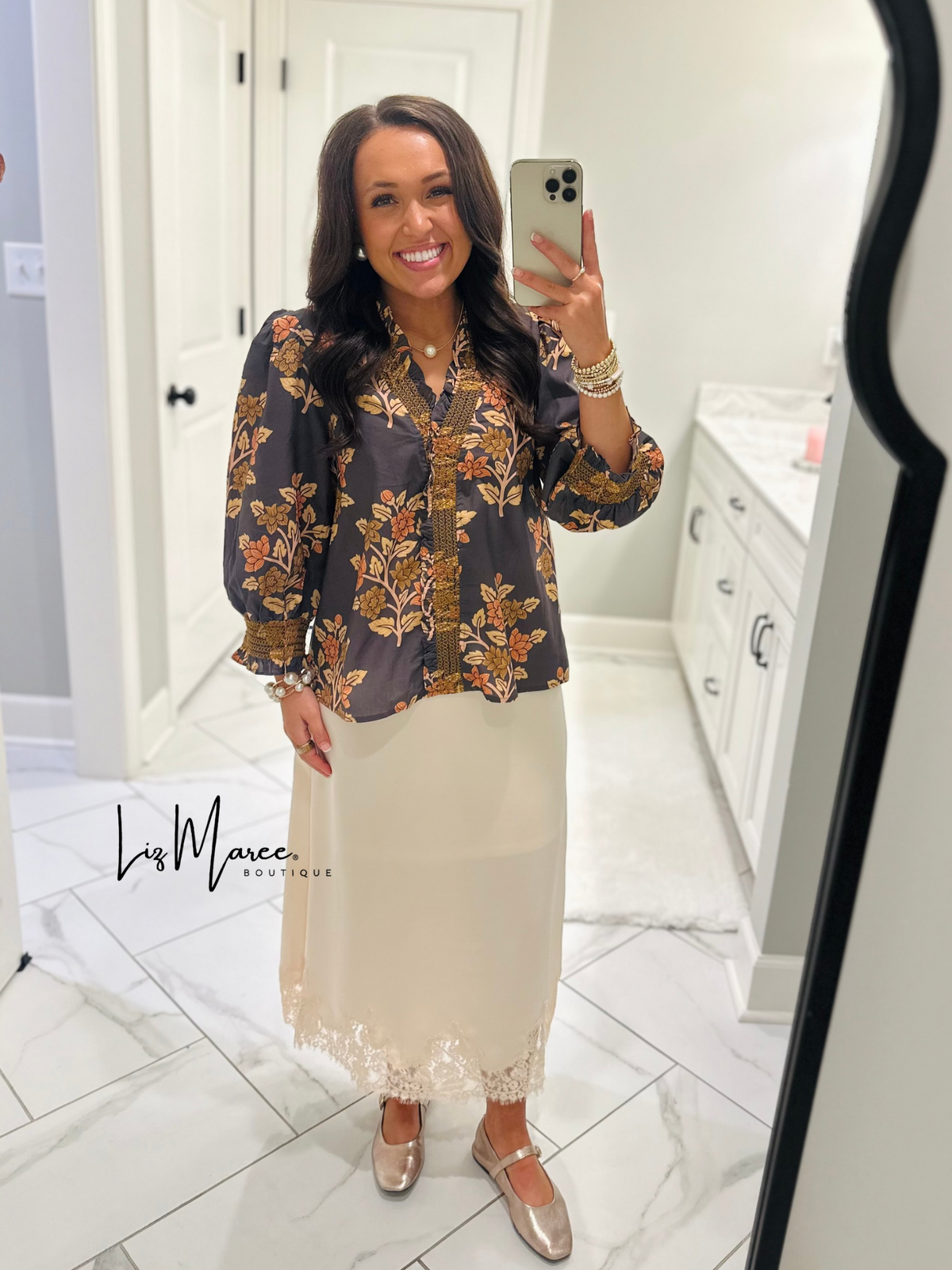 The Carrie Grey Floral Top
