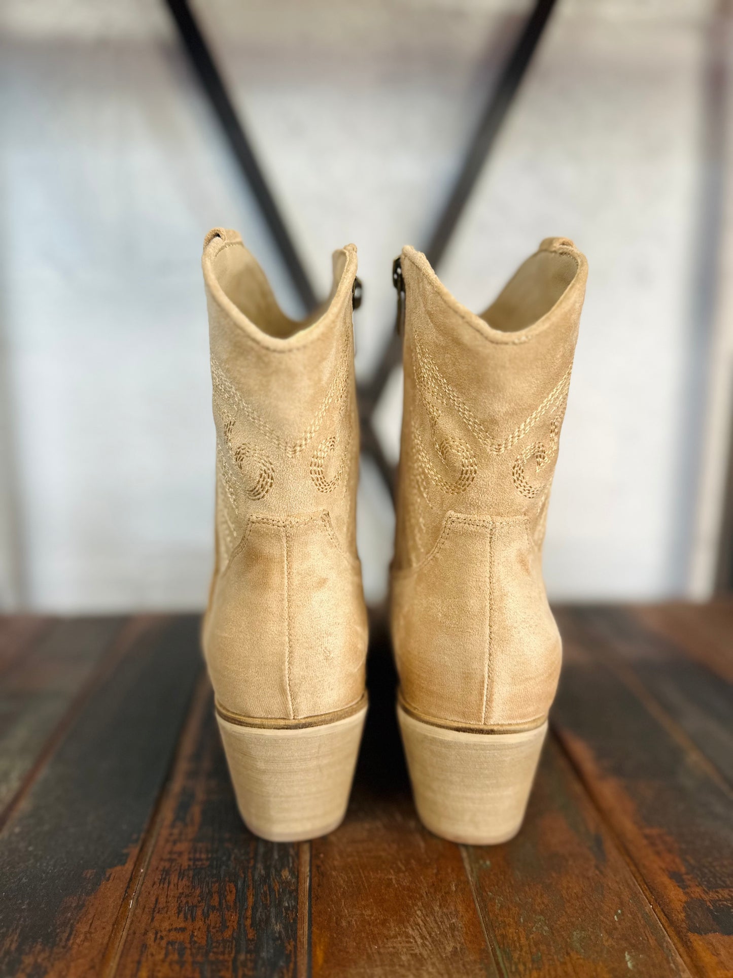 The Casey Apricot Western Bootie