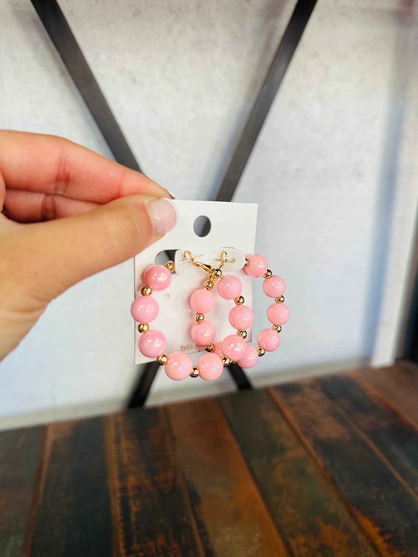 Pink Pearlescent Ball of Fun Hoop Earring