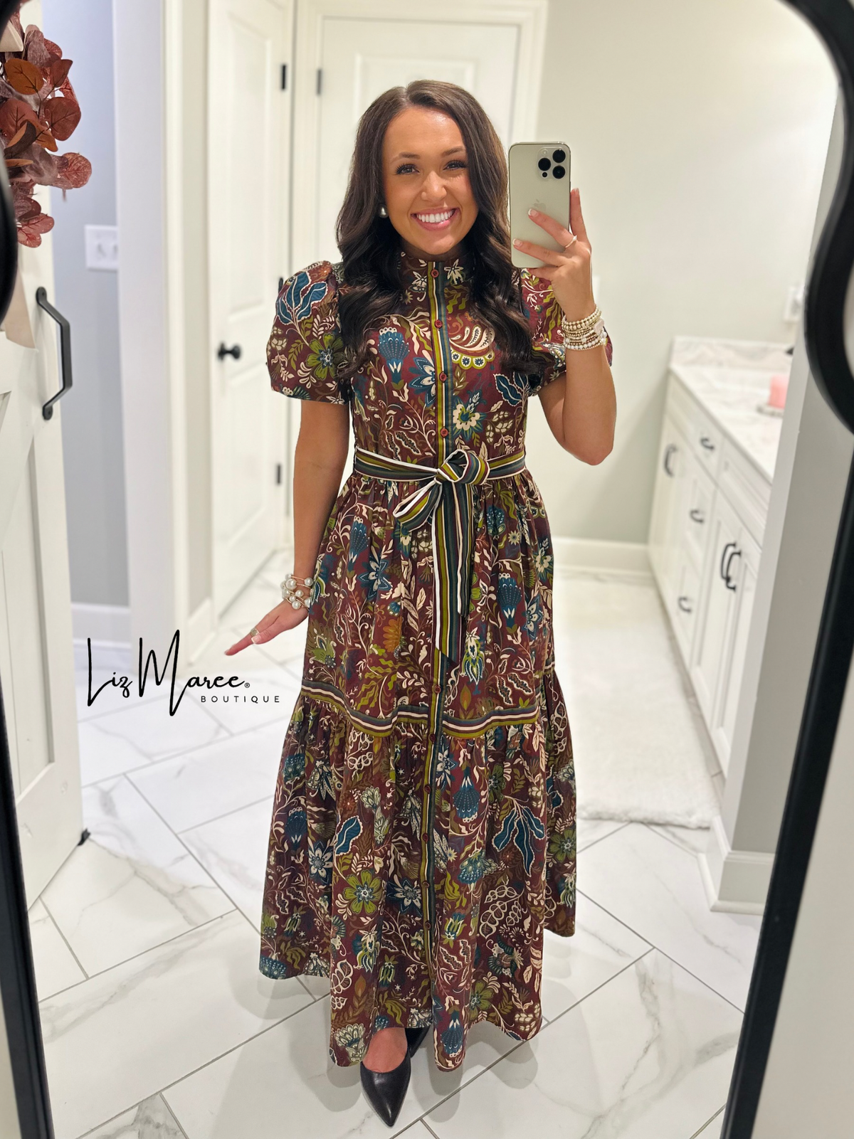 The Wren Burgundy Floral Maxi Dress