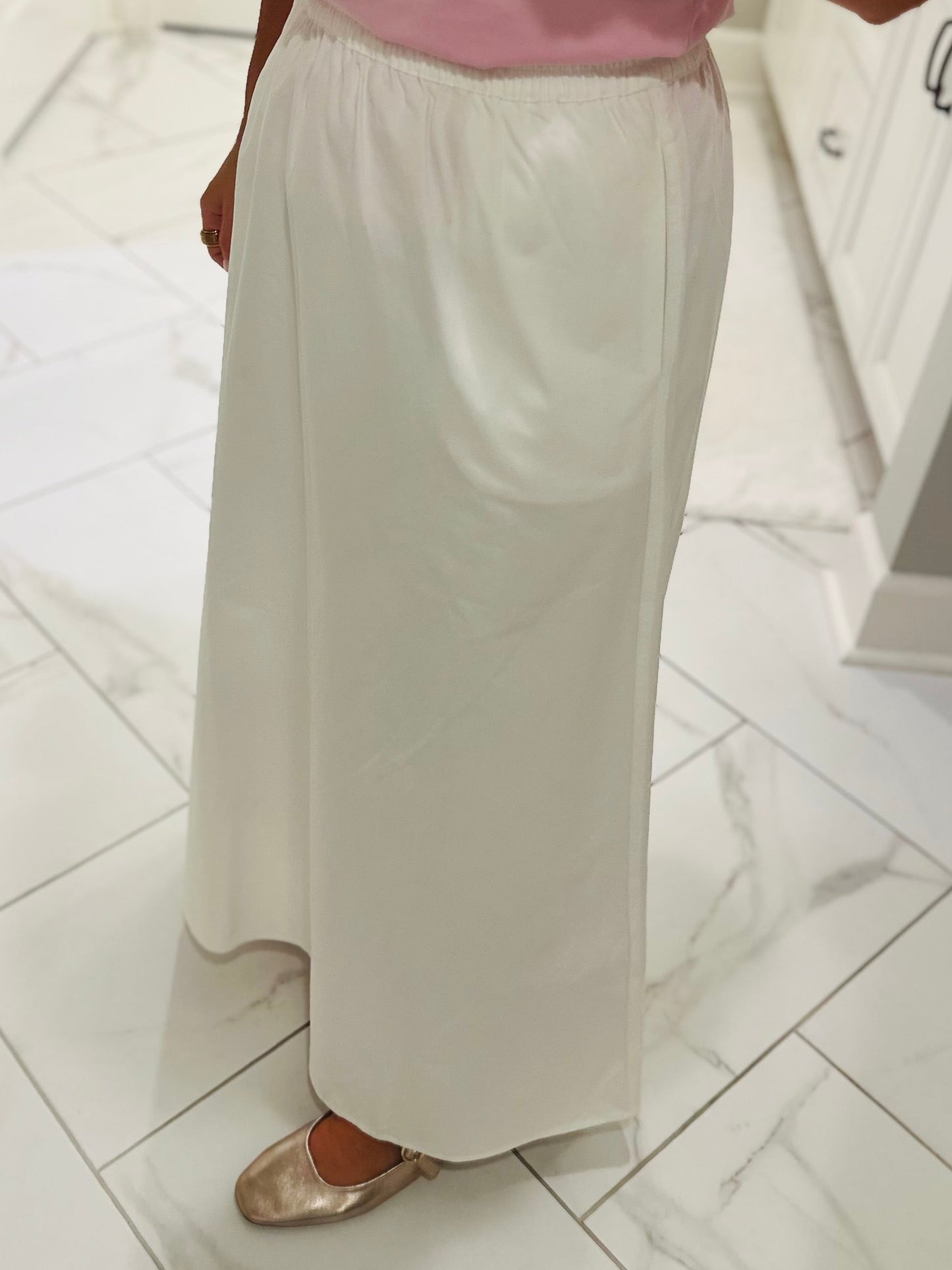 The Eva White Cotton Midi Skirt