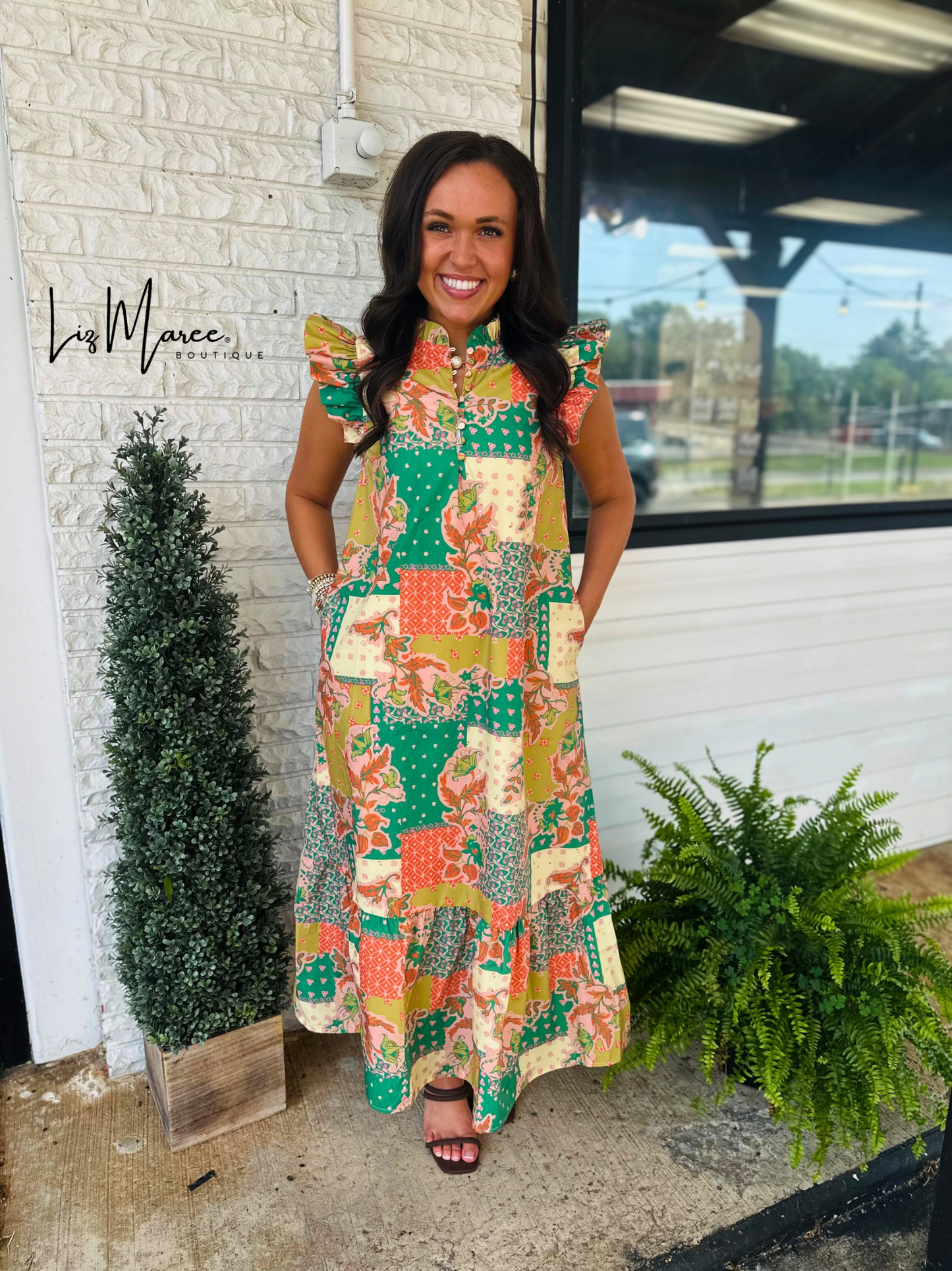 The Ansley Patchwork Midi Dress