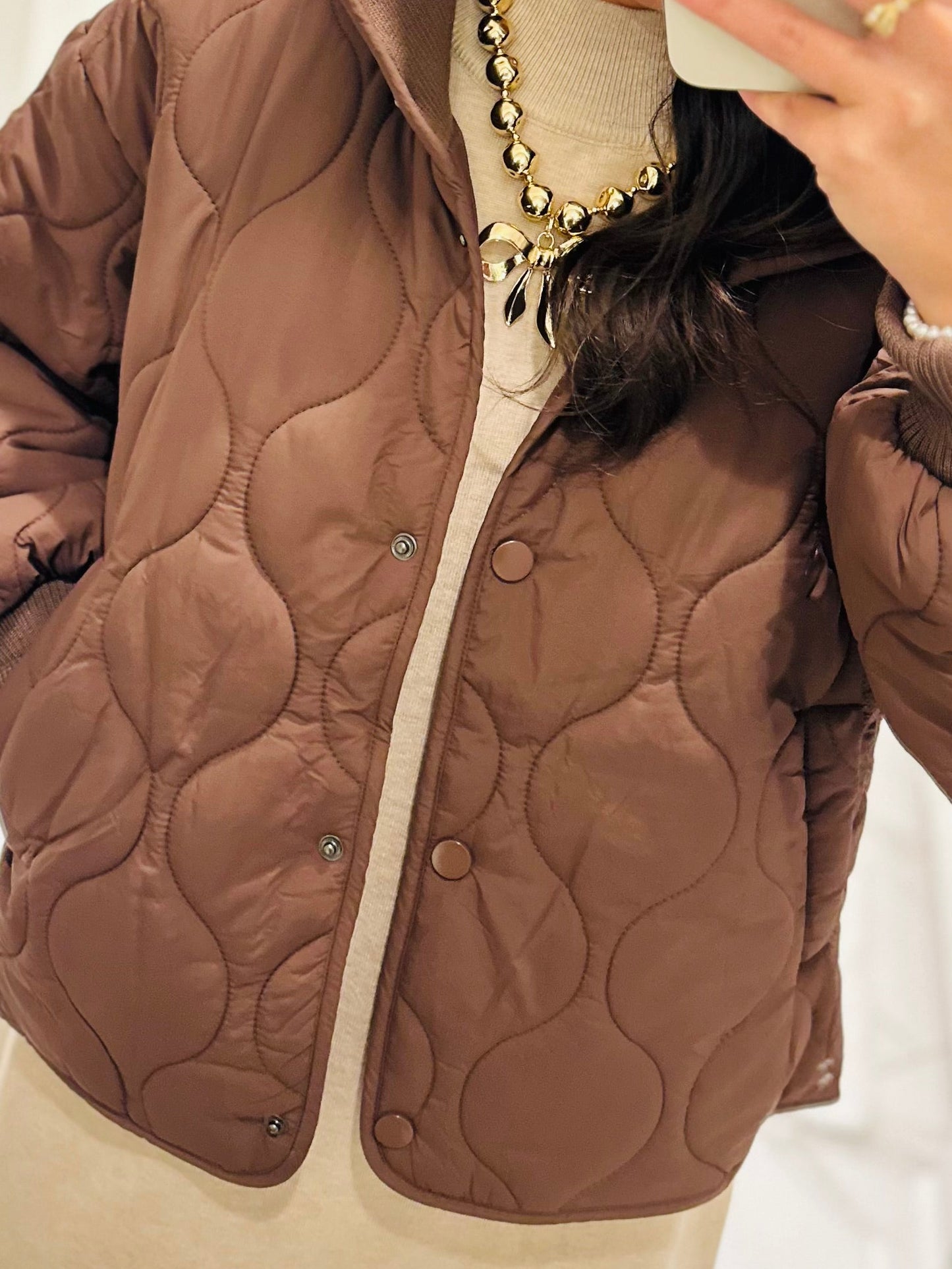 The Sarah Chocolate Brown Quilted Jacket