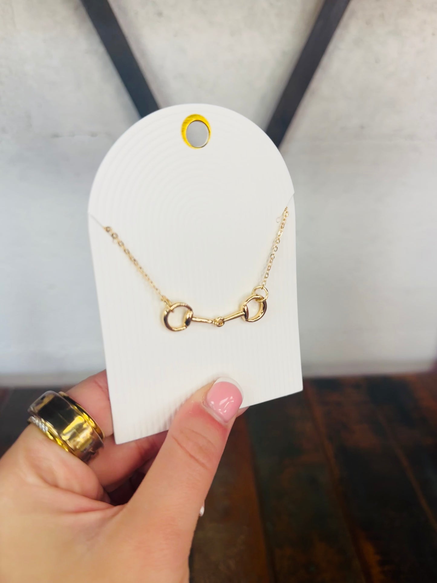 Gold Horsebit Metal Necklace