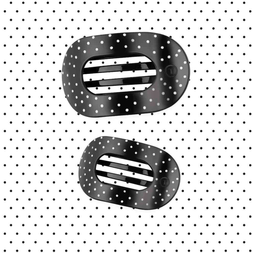 Black Polka Dot Party Flat Round Hair Clip