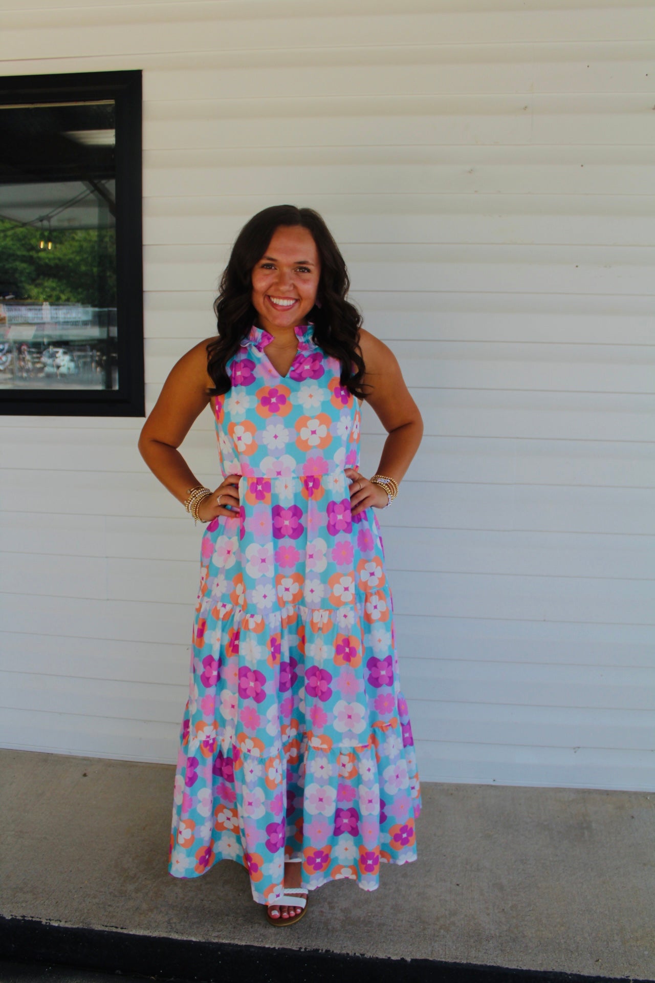 The Isabelle Sky Blue Floral Print Maxi Dress