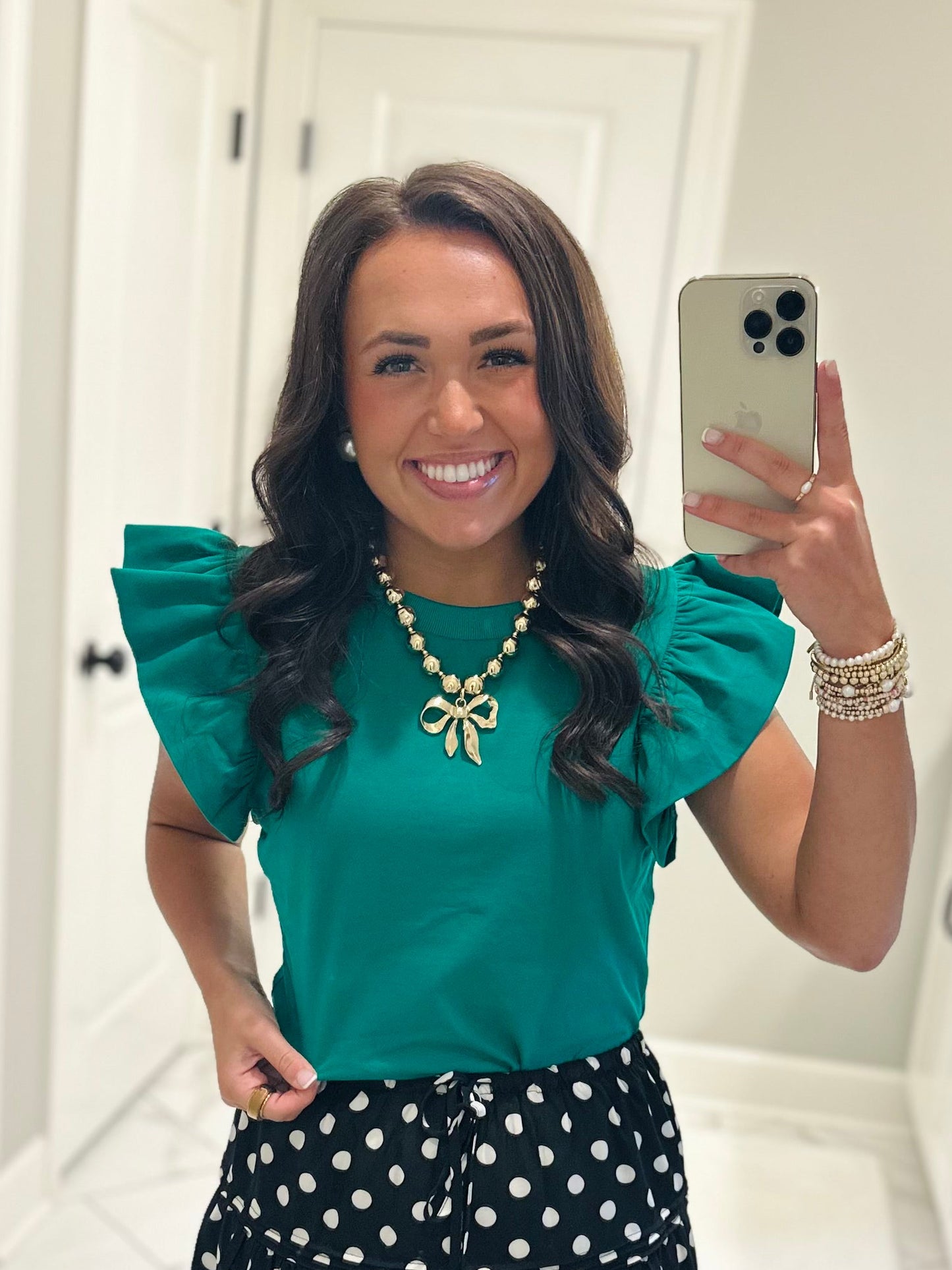 The Tillie Kelly Green Ruffled Sleeve Top