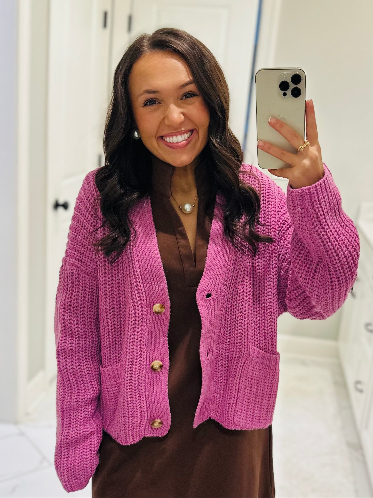 The Brooke Orchid Ribbed Oversized Cardigan