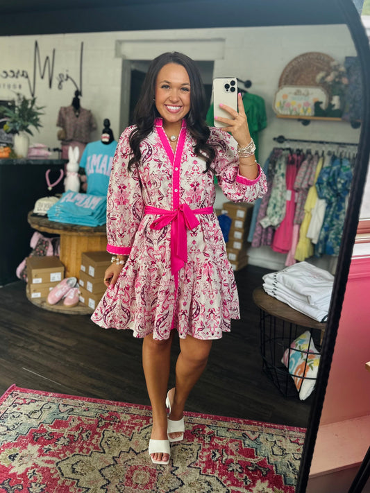 The Liv Pink Paisley Printed Dress