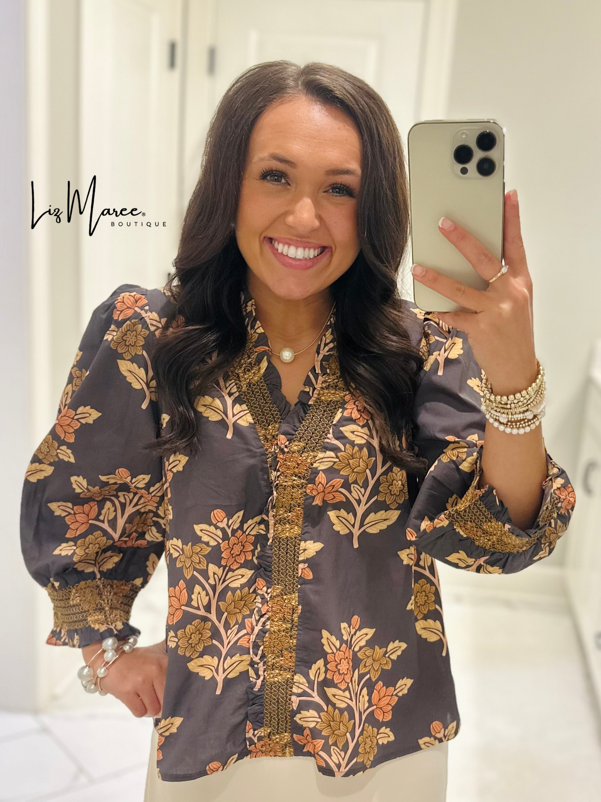The Carrie Grey Floral Top