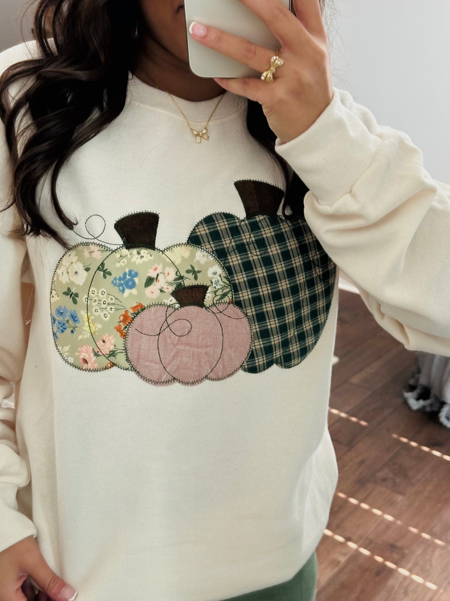 The Fall Floral Plaid Pumpkin Trio Sweatshirt