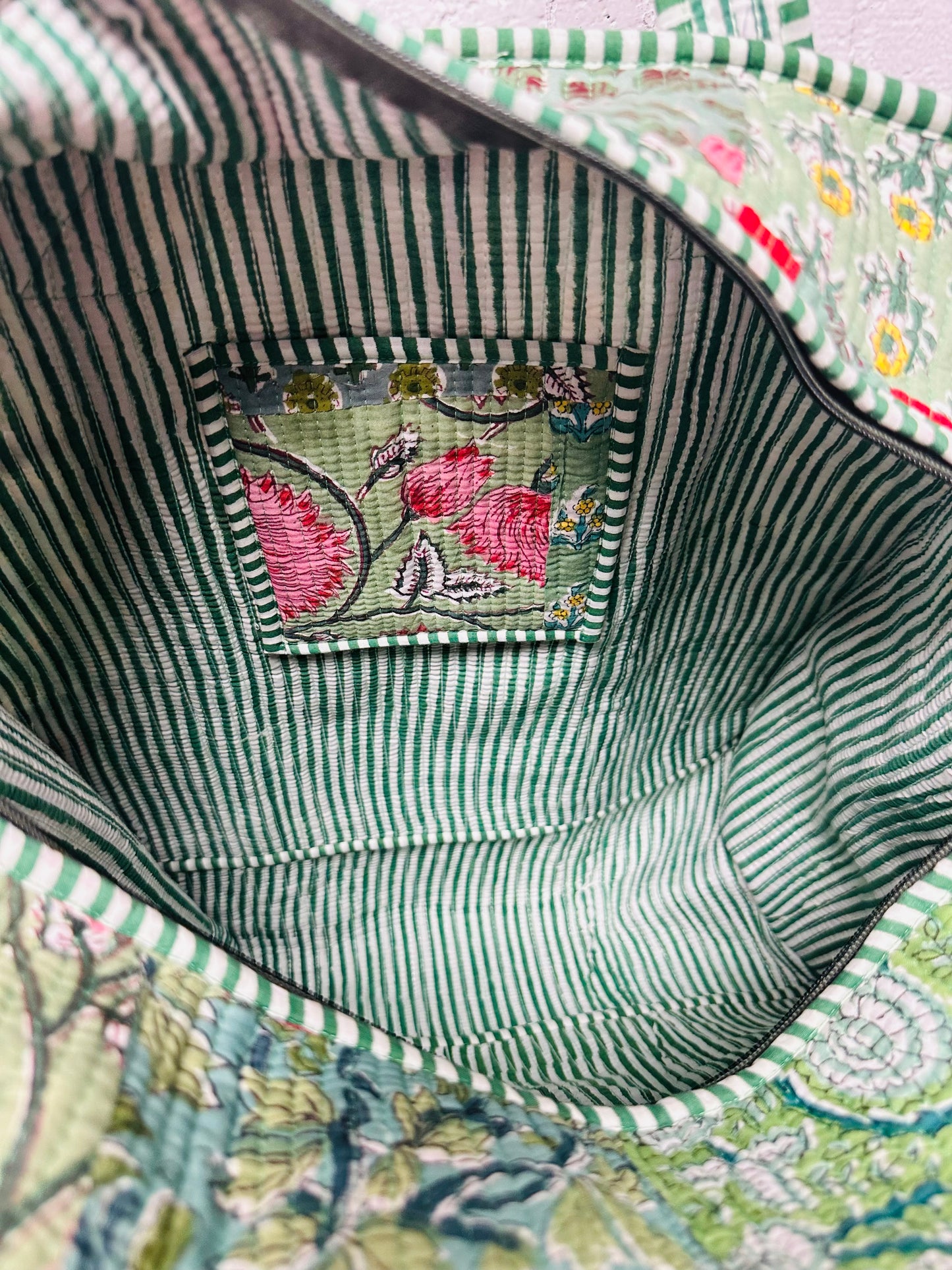 The Green Patchwork Quilted Tote Bag