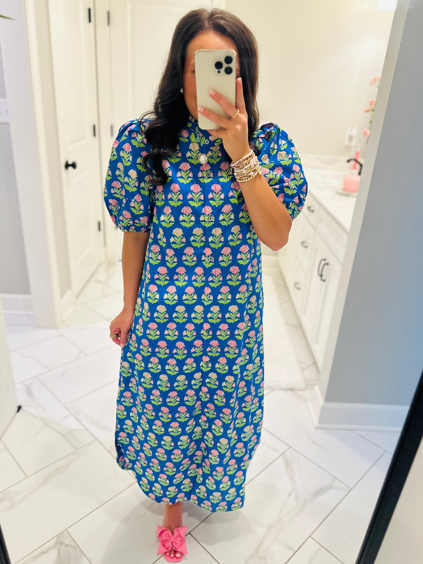 The Ada Blue Floral Midi Dress