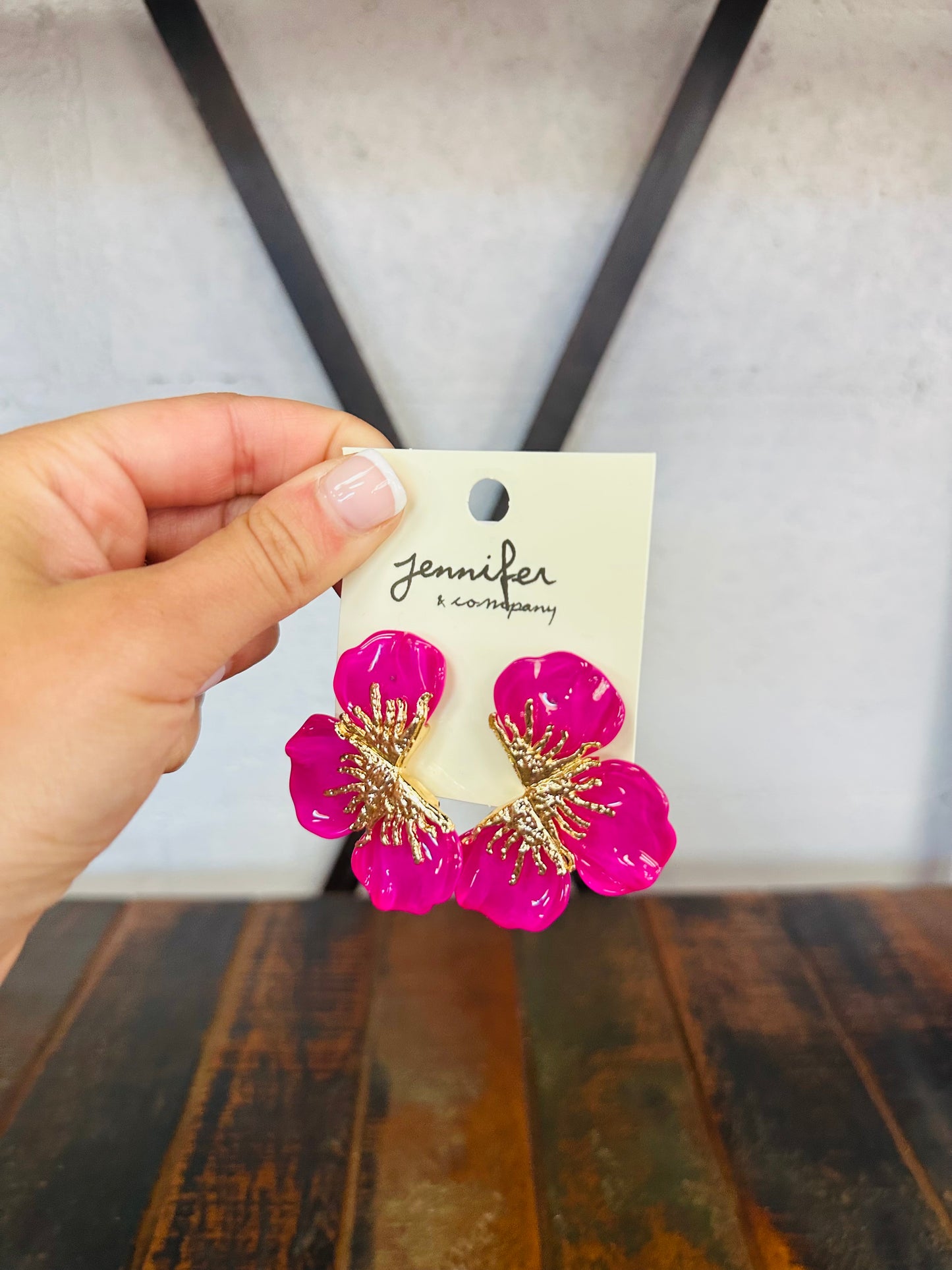 Flower Statement Earring - Fuchsia