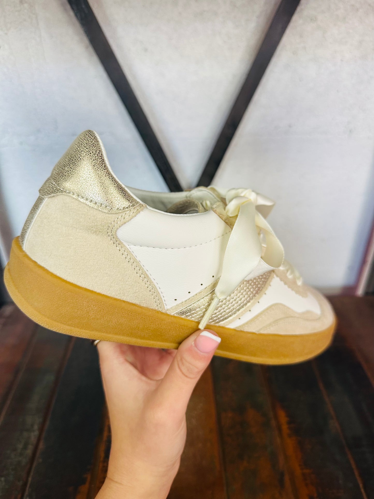 The Dixie Beige Gold Sneaker