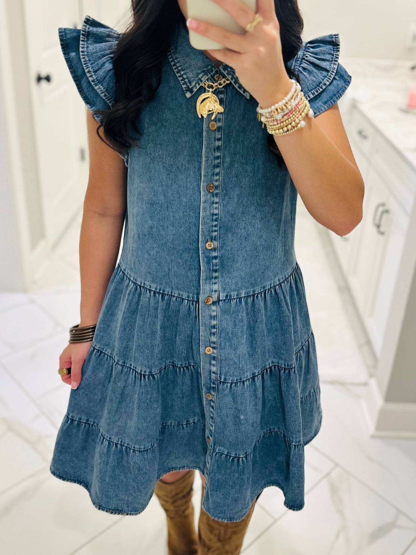 The Payton Denim Tiered Dress