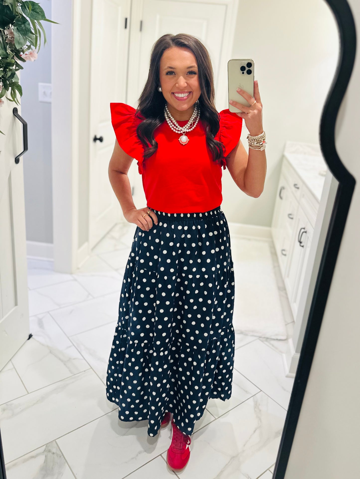 The Tillie Red Ruffled Sleeve Top