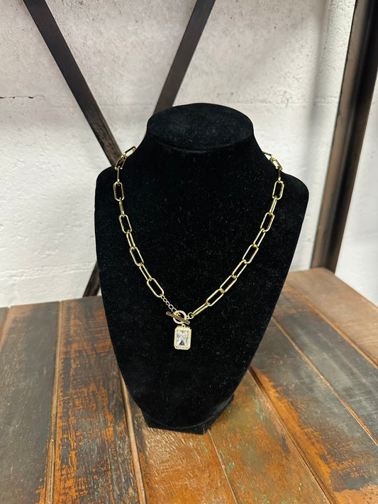 The Chunky Chain Square Rhinestone Necklace