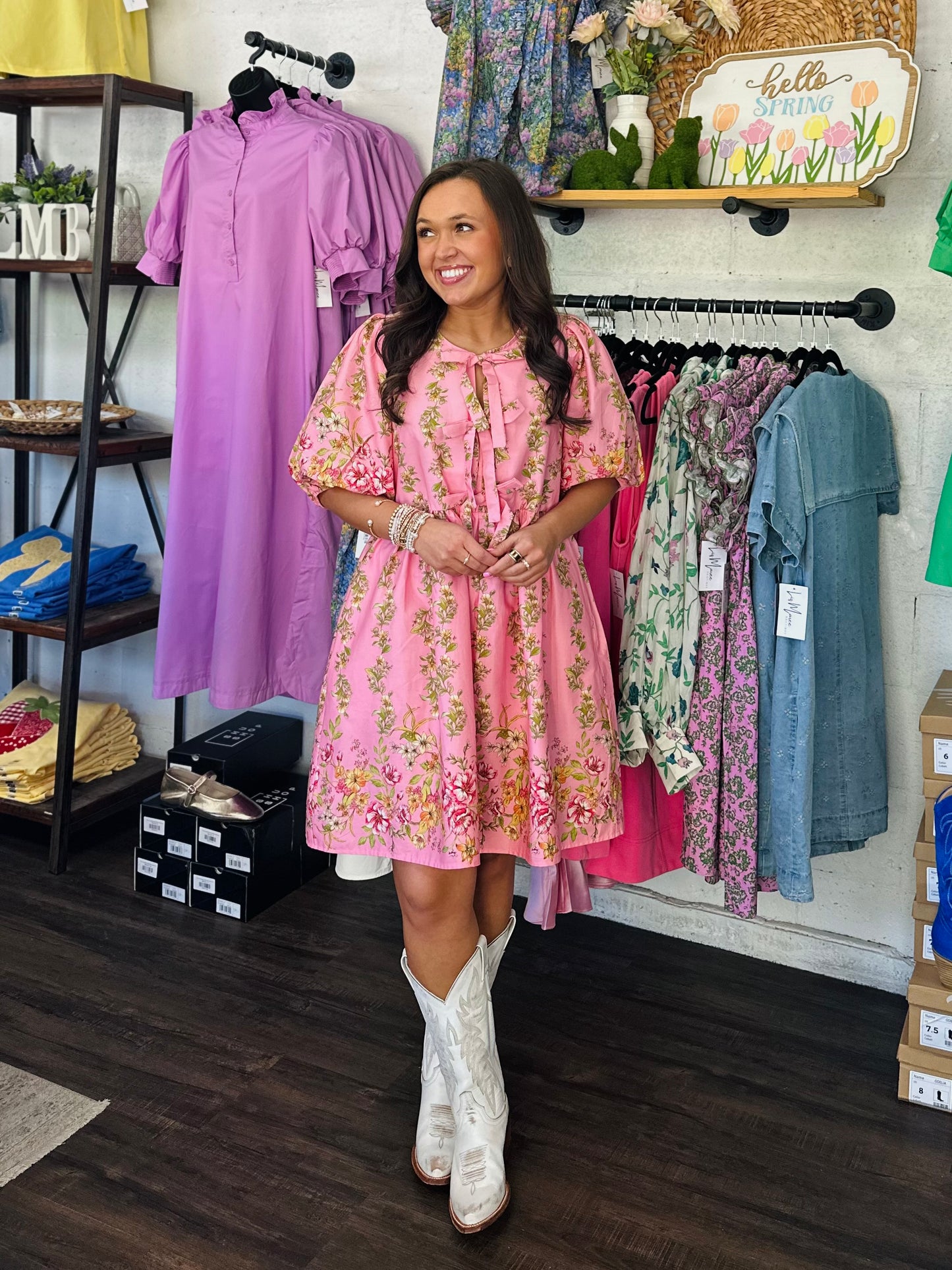 The Kate Pink Floral Bow Tie Dress