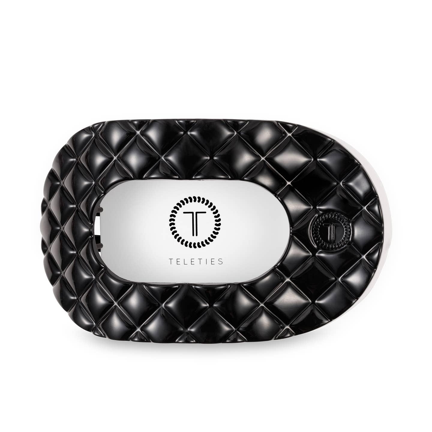 Jet Black Quilted Round Flat Hair Clip