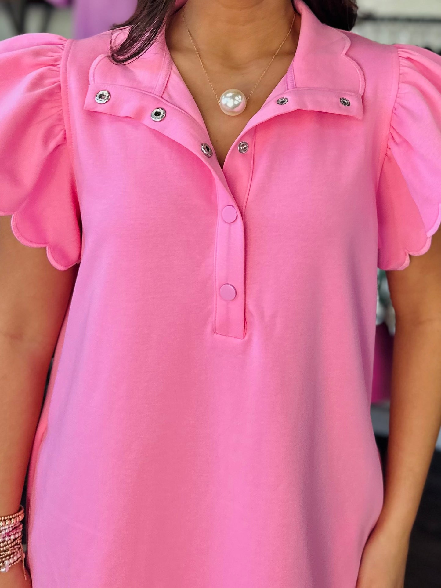 The Gia Pink Scallop Dress