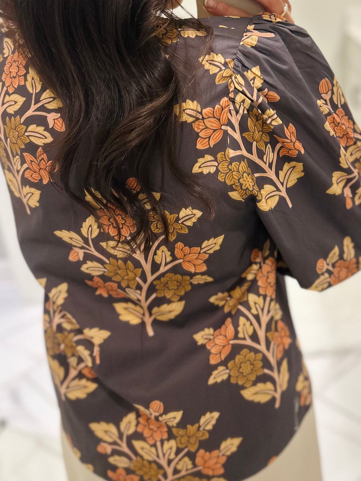 The Carrie Grey Floral Top