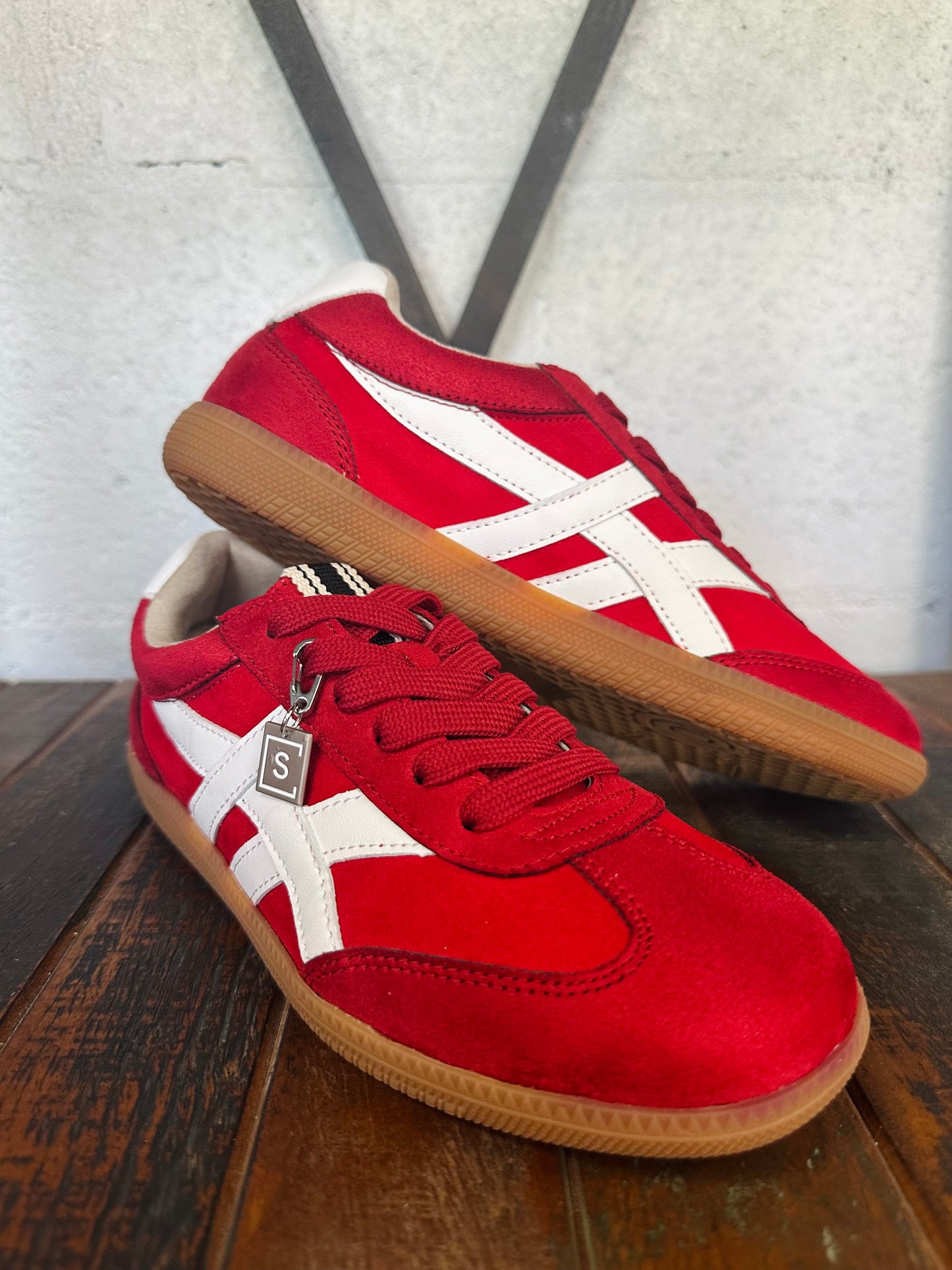 The Sasha Red Suede Sneaker